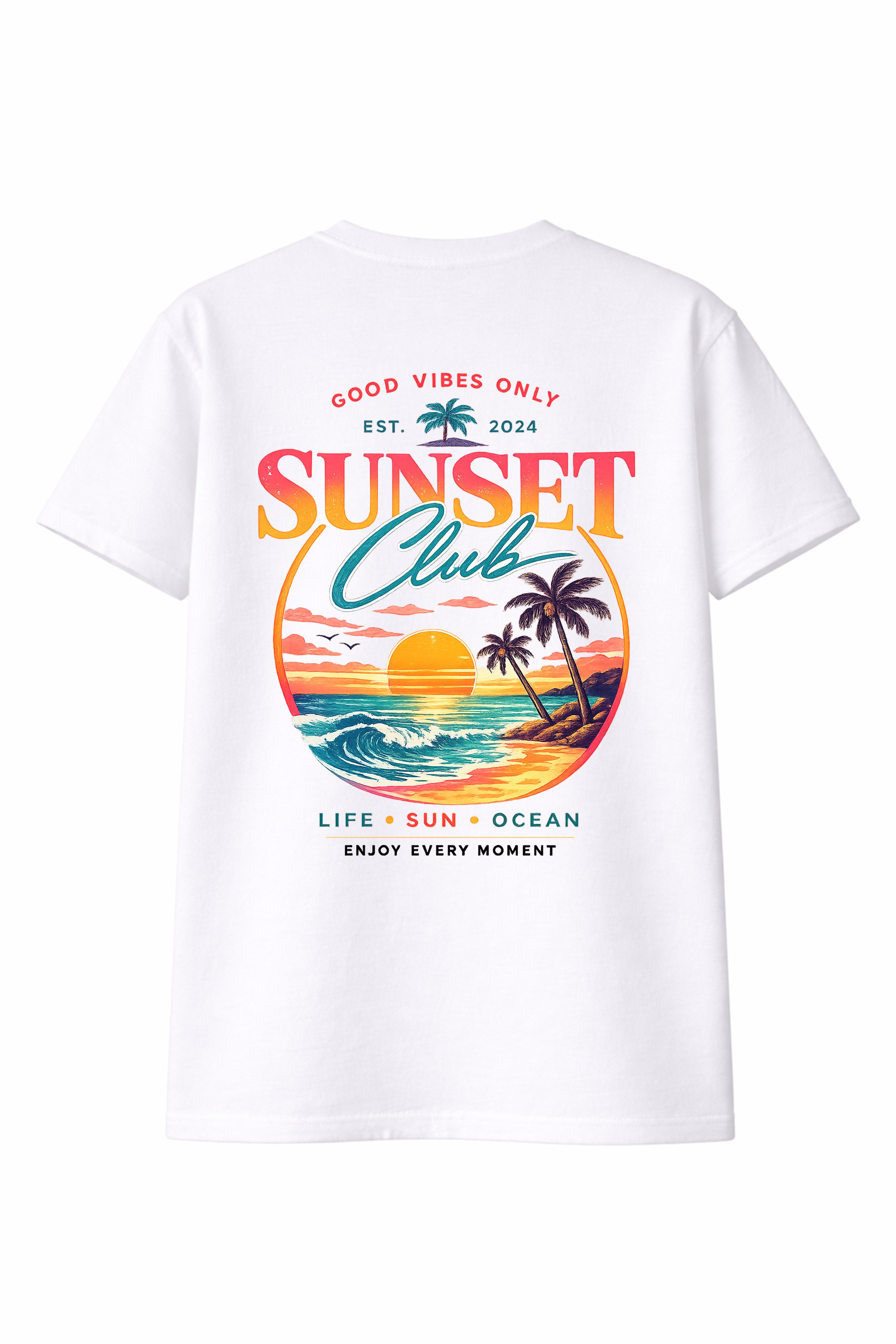 Banco T-Shirt Herren Sunset Club - Casual Printshirt Basic Rundhals Rundhalsausschnitt mit Nackenband – formstabil & bequem – Bild 2 von 4