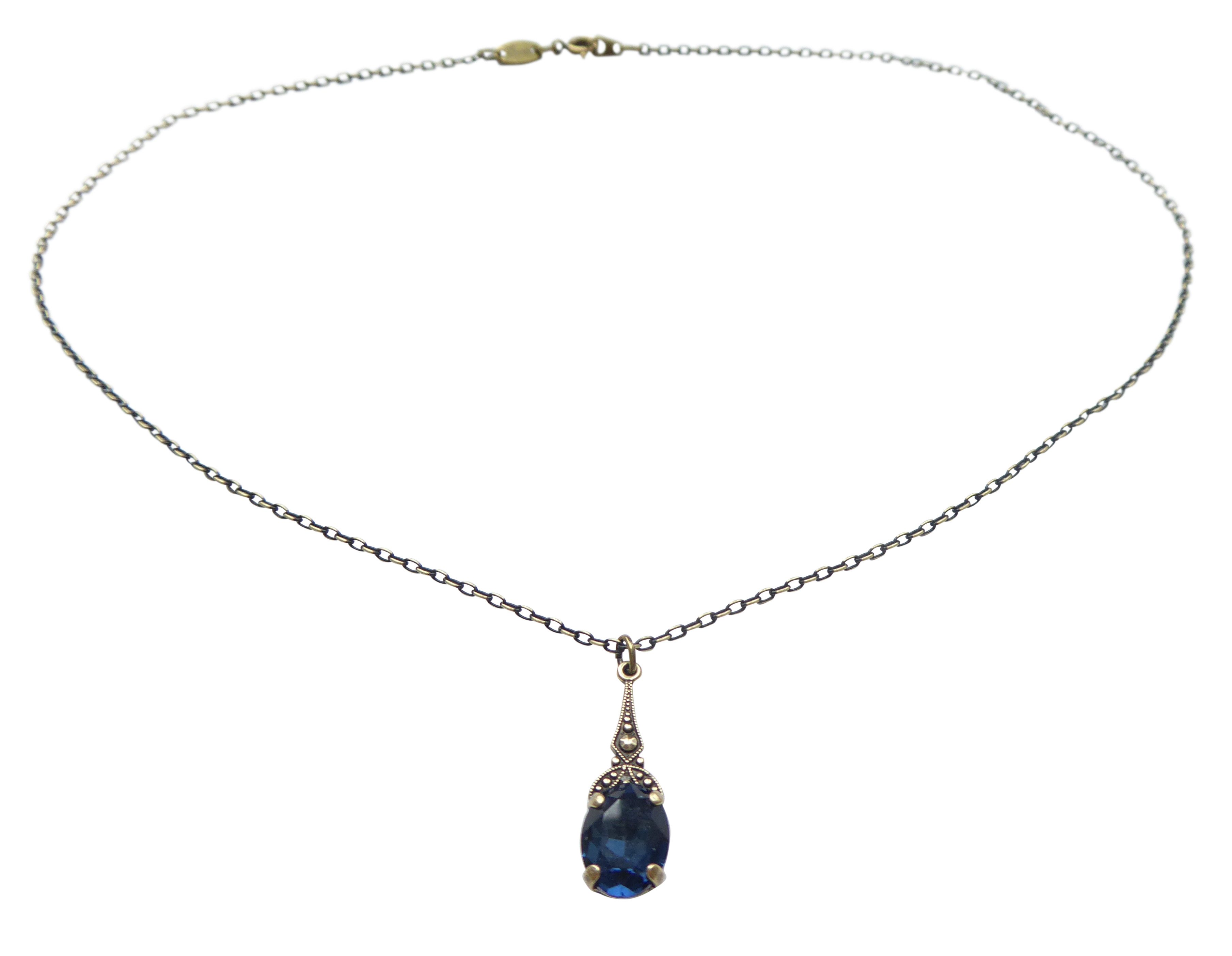 Mugello Gliederkette Bea Kette blau Vintage Art Déco retro Geschenk, Handgefertigter Modeschmuck, made in Germany