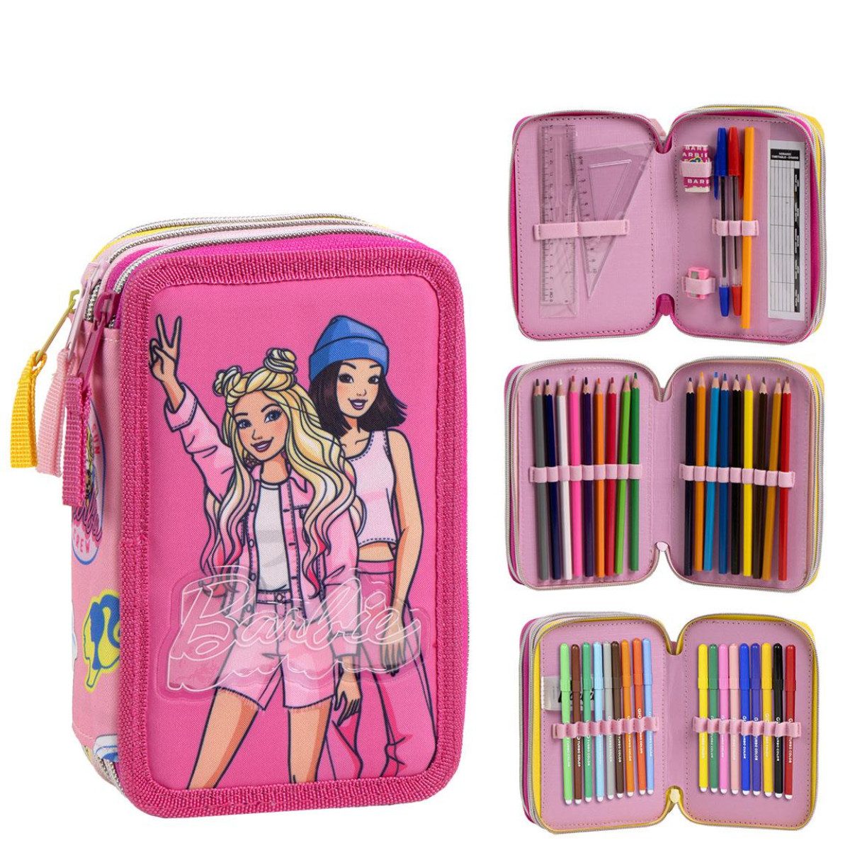 Barbie Federmäppchen gefüllt – Schuletui & Stiftebox mit Zubehör für Kinder