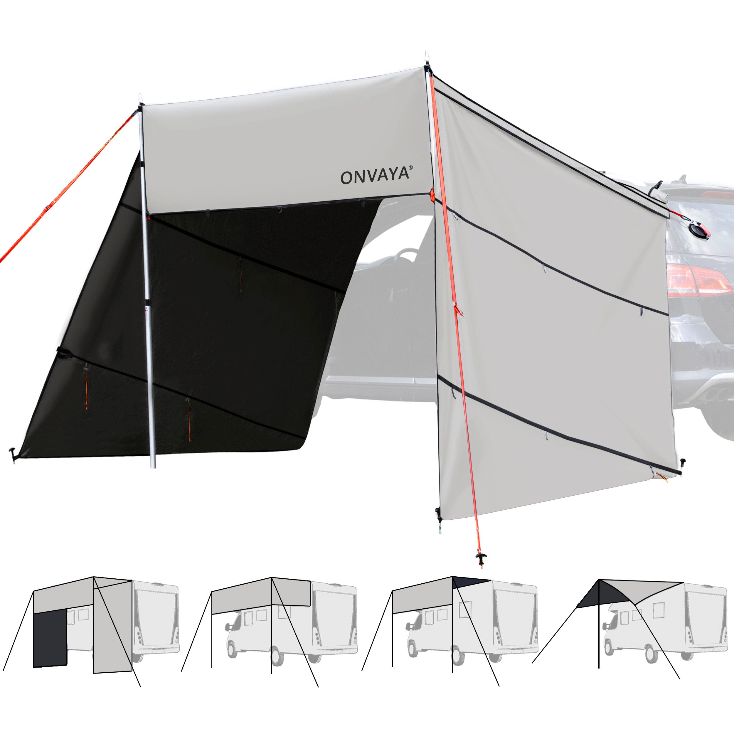 ONVAYA Sonnensegel Auto-Sonnensegel, Schutz vor Wind, Regen, Sonne, 6 Aufba günstig online kaufen