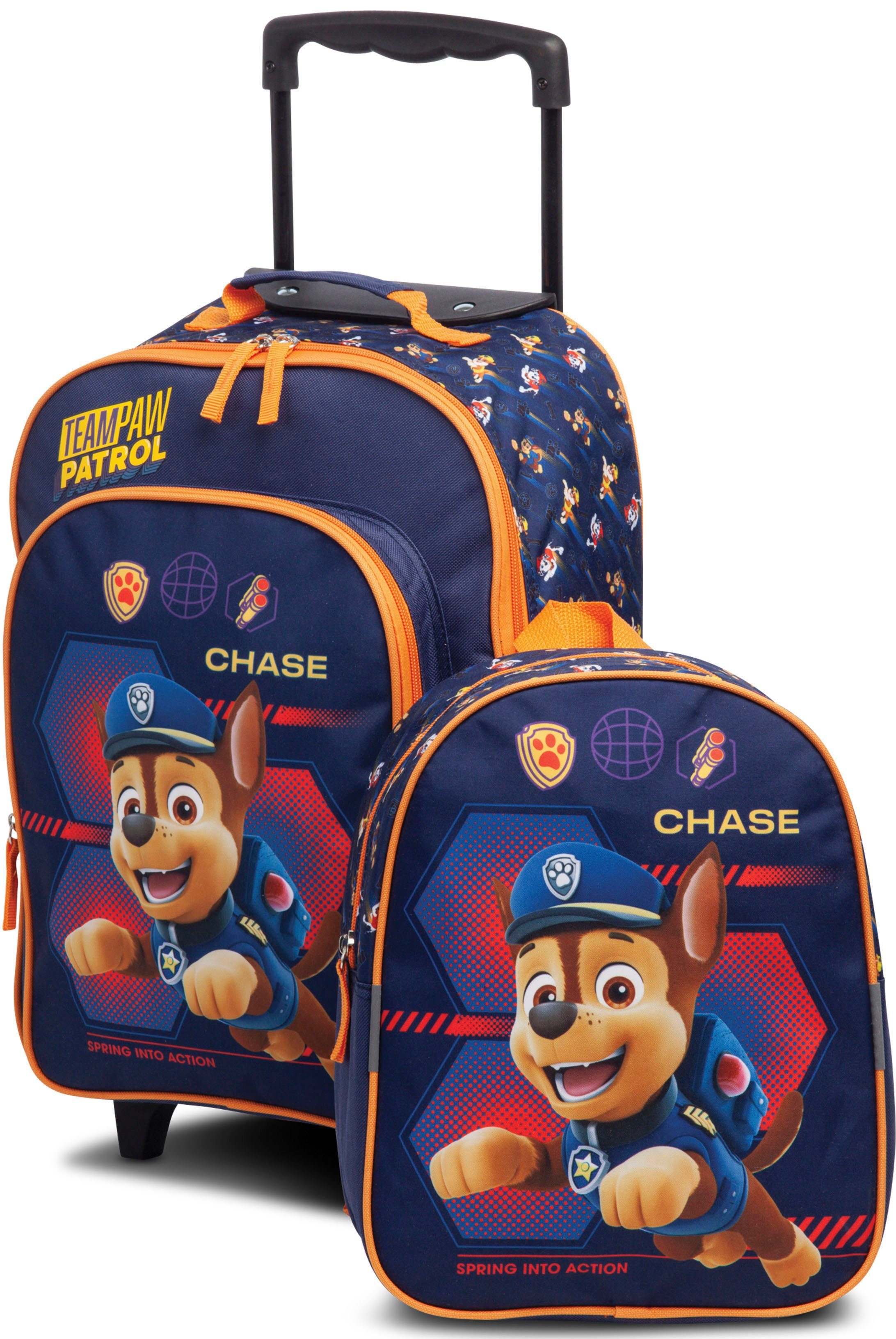 Patrol, Rucksack Kinderreise-Set, Kinderkoffer Paw marine/orange, & Trolley 2 Viacom, Rollen, fabrizio®