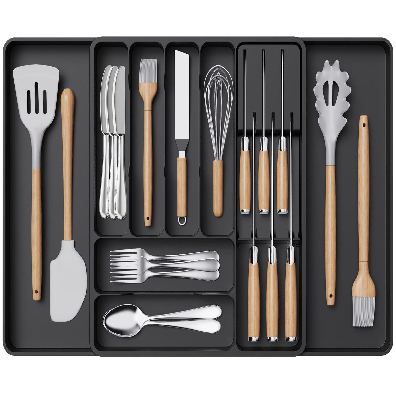 Lifewit Besteckeinsatz Erweiterbarer Besteckkasten mit herausnehmbarem günstig online kaufen
