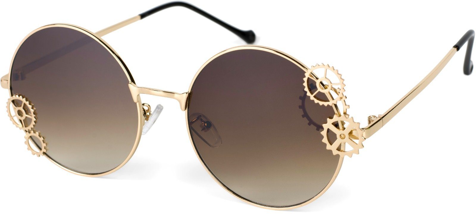 Sonnenbrille Runde Sonnenbrille mit Zahnrad Applikation