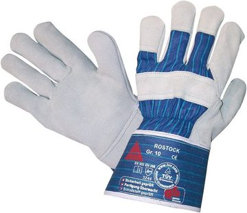 Hase Safety Gloves Leder-Arbeitshandschuhe ROSTOCK, 5-Fg.-Sicherheitshandschuhe aus Spaltleder (VPE= 12 Paar) Atmungsaktiv/Robustes Leder