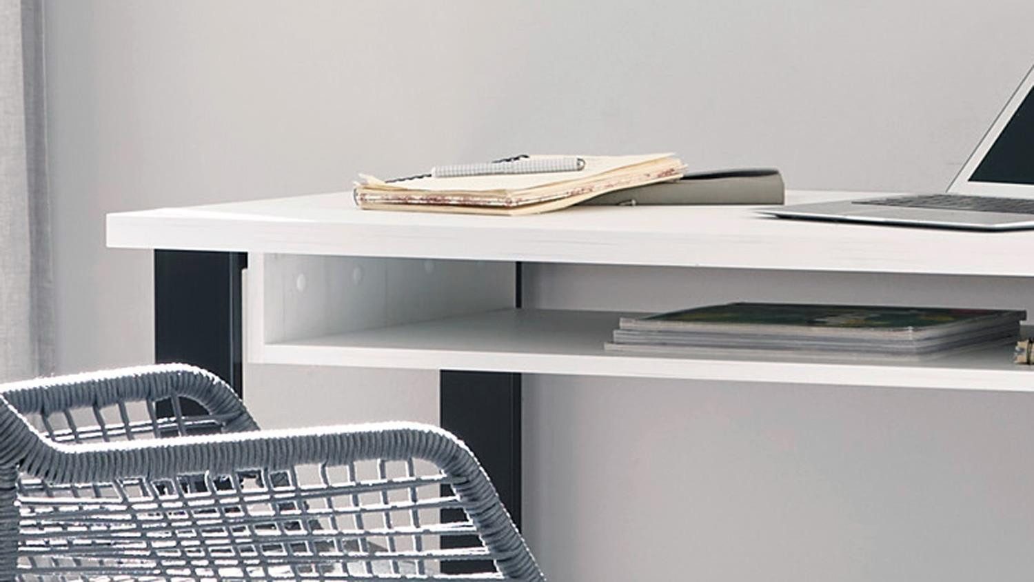 Möbel Akut Schreibtisch Schreibtisch-Set Sherwood O2 Pinie weiß und anthrazit mit soft-close