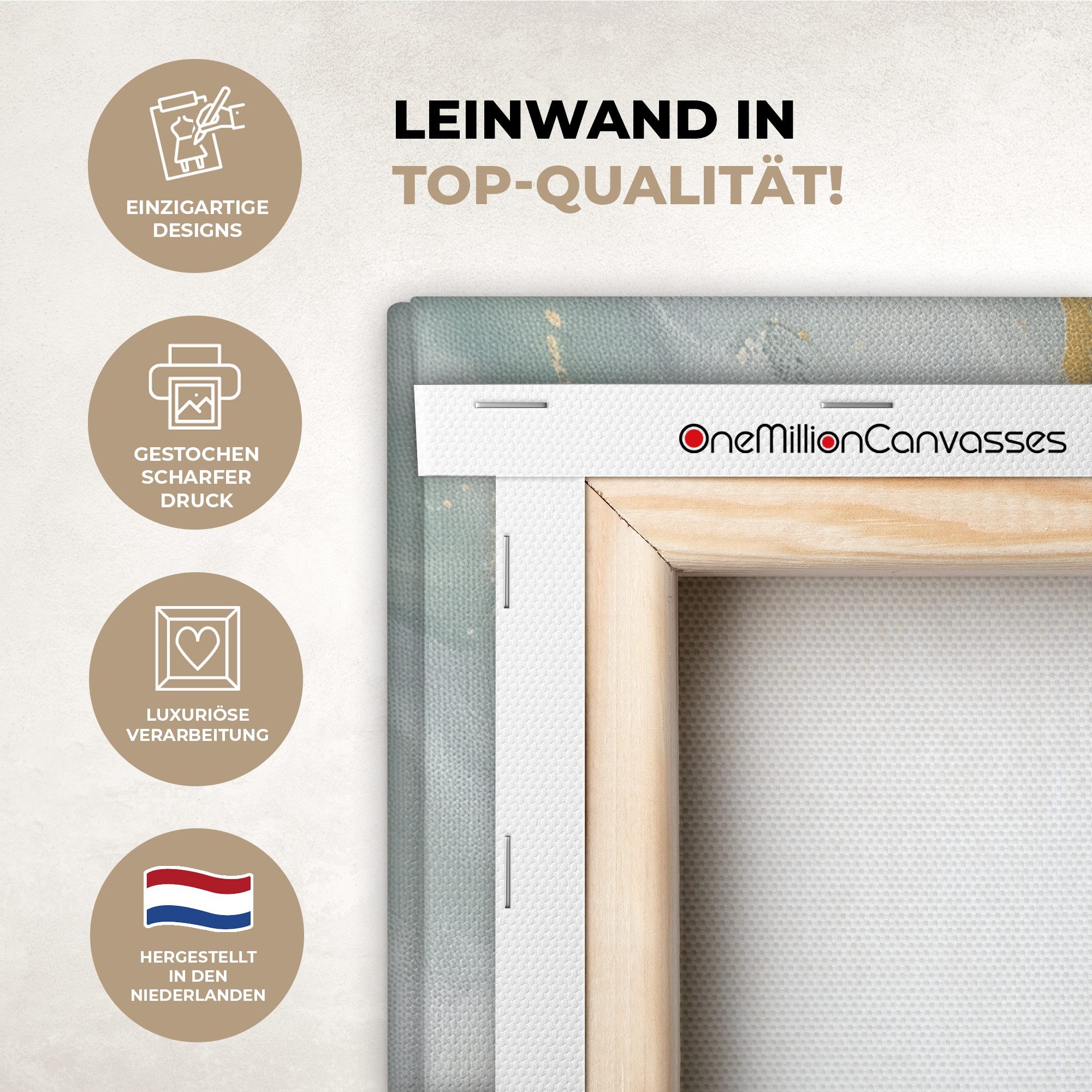 OneMillionCanvasses® Leinwandbild Panorama Grün - Modern - Marmor - Abstrakt, Fotodruck (1 St), Leinwand Bilder für Wohnzimmer Schlafzimmer 60x30 cm