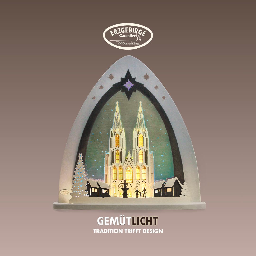 Weigla LED Lichterbogen Kölner Dom, moderne Lichterspitze aus Holz & Acrylglas (1-tlg), Weihnachtsdeko Innen Made in Germany, Weihnachtsbeleuchtung