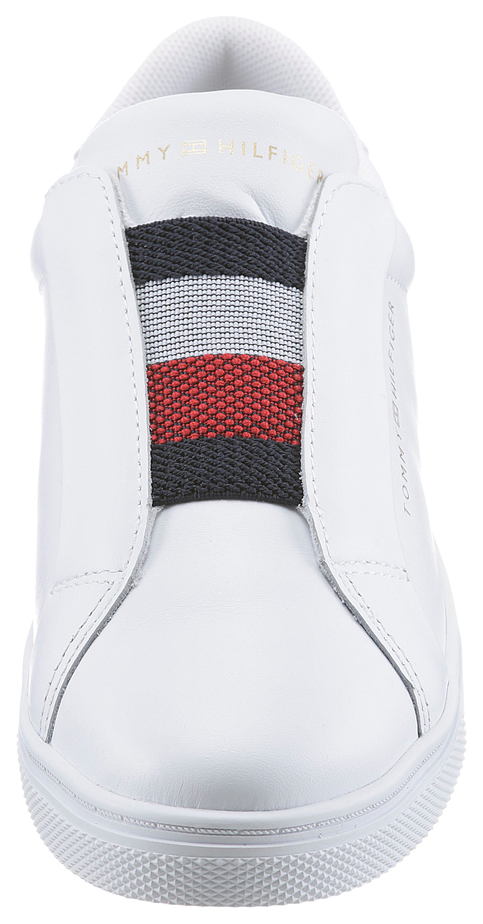 Tommy Sneaker Gummizug mit SNEAKER Slip-On weiß ON ELASTIC breitem SLIP Hilfiger