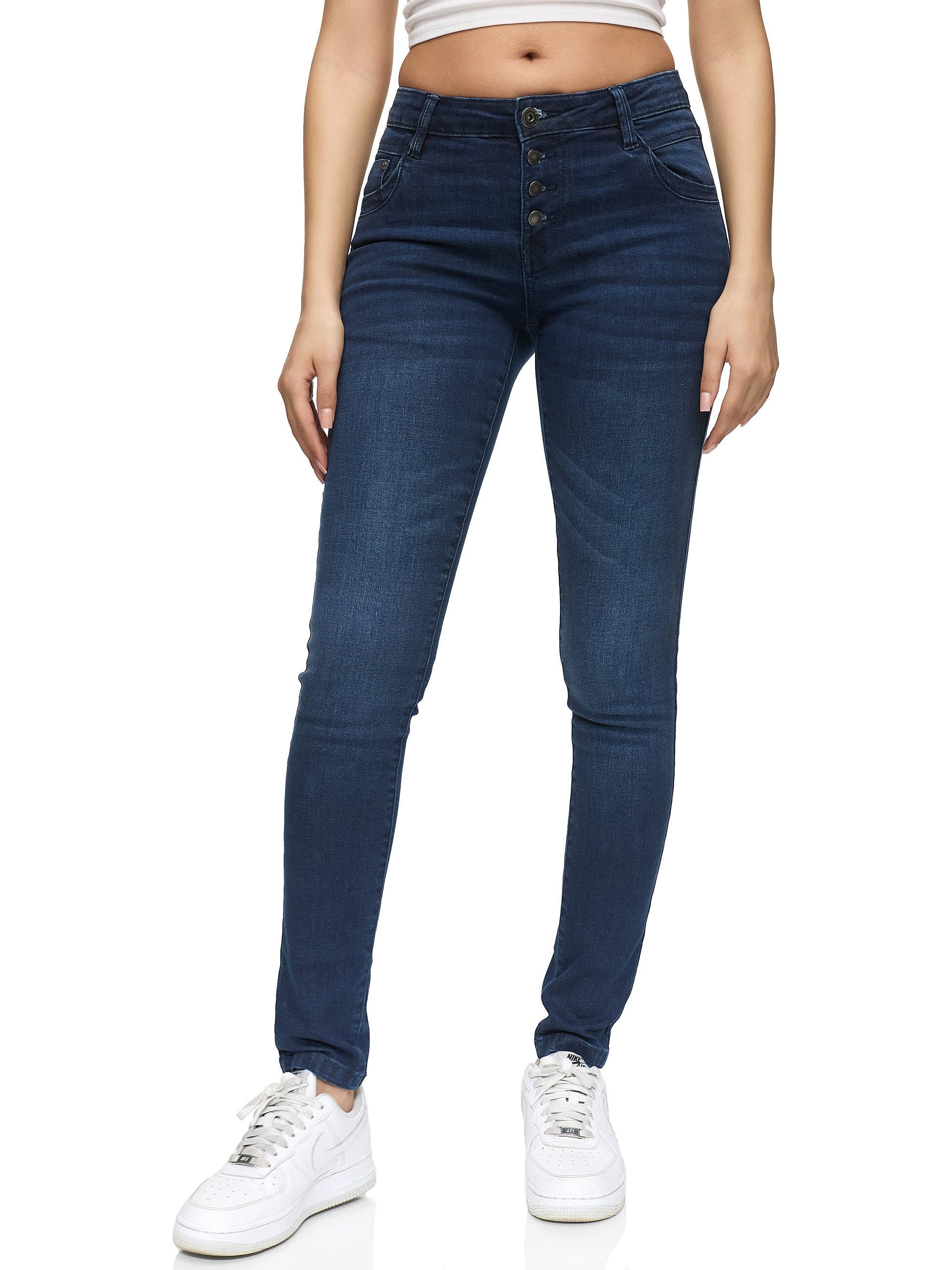 REPUBLIX Stretch-Jeans ISLA Damen Knopf Mid Waist Stretch Denim Jeans
