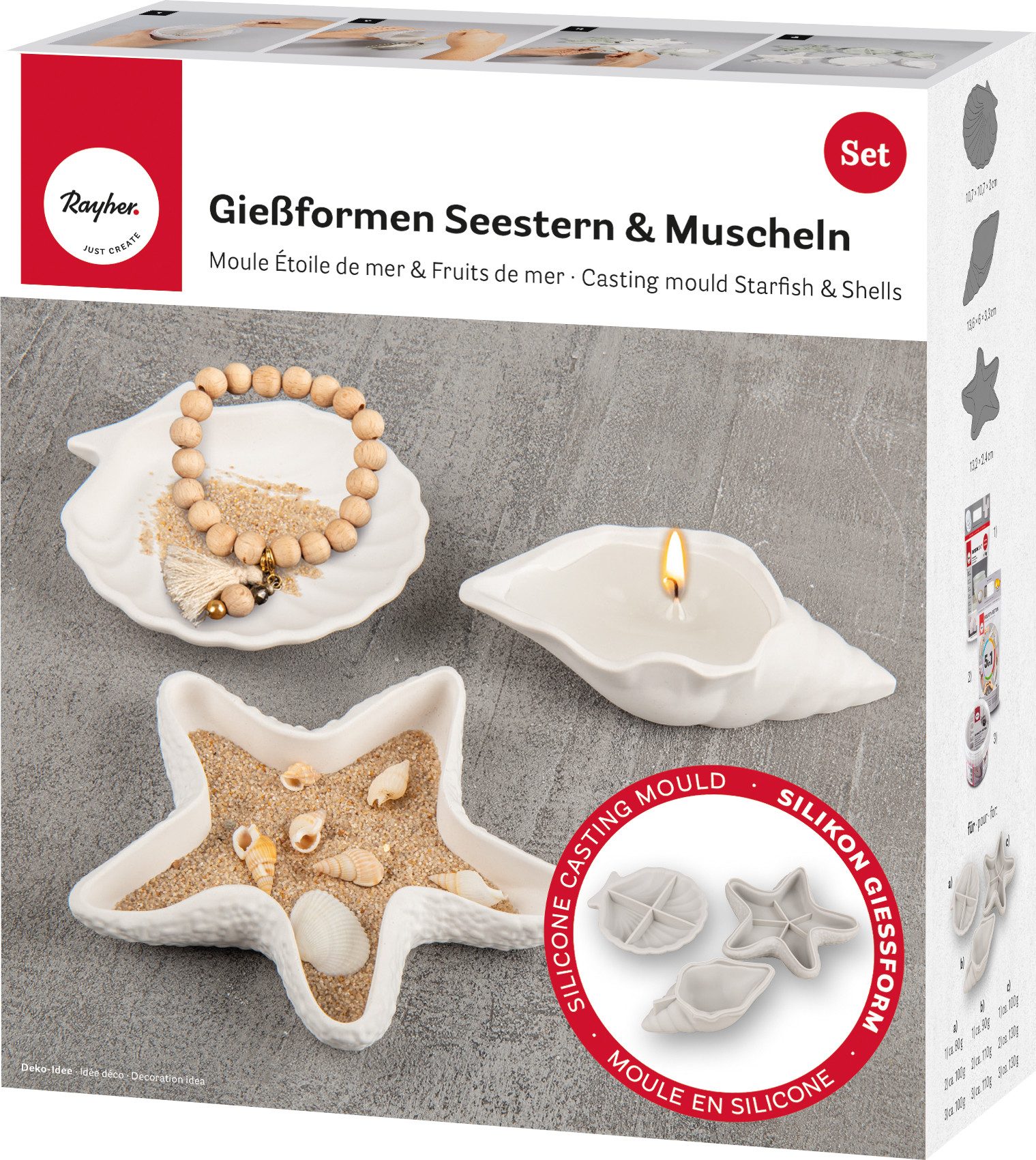 Rayher Modellierwerkzeug Seestern & Muscheln, 3 Motive