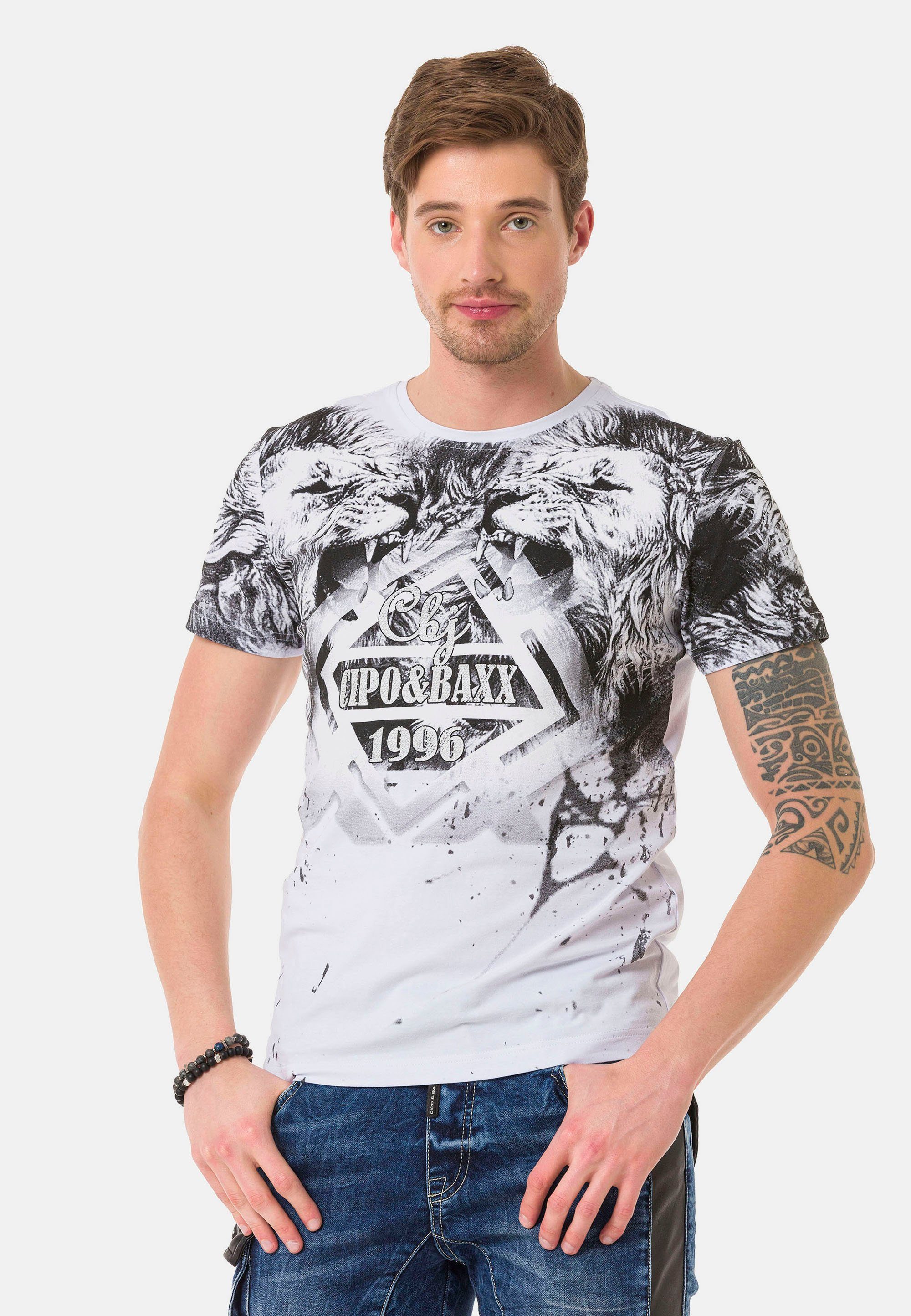 Cipo & mit Baxx markantem Frontprint T-Shirt