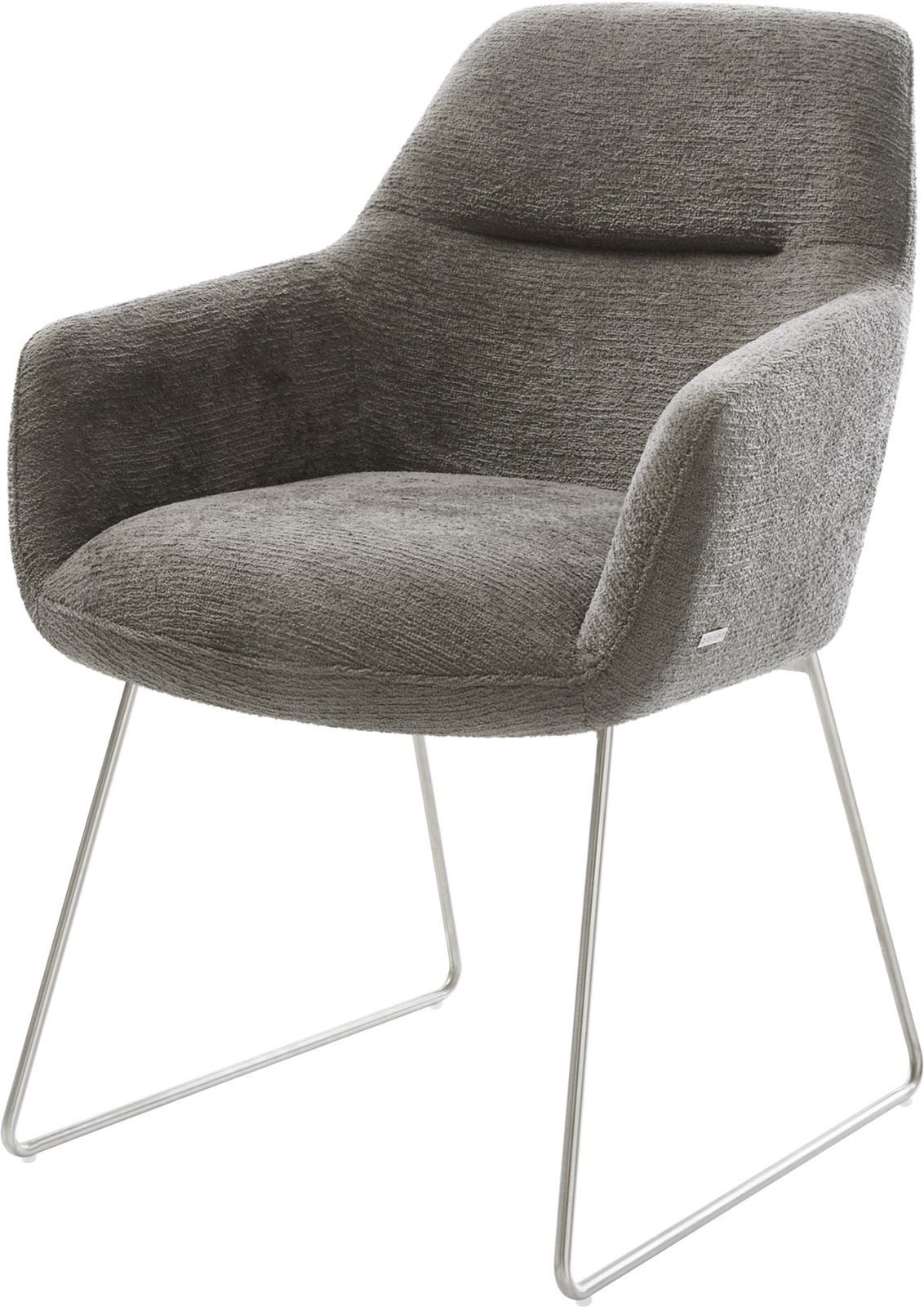 DELIFE Polsterstuhl Pejo-Flex, Kufengestell Edelstahl Bouclé günstig online kaufen