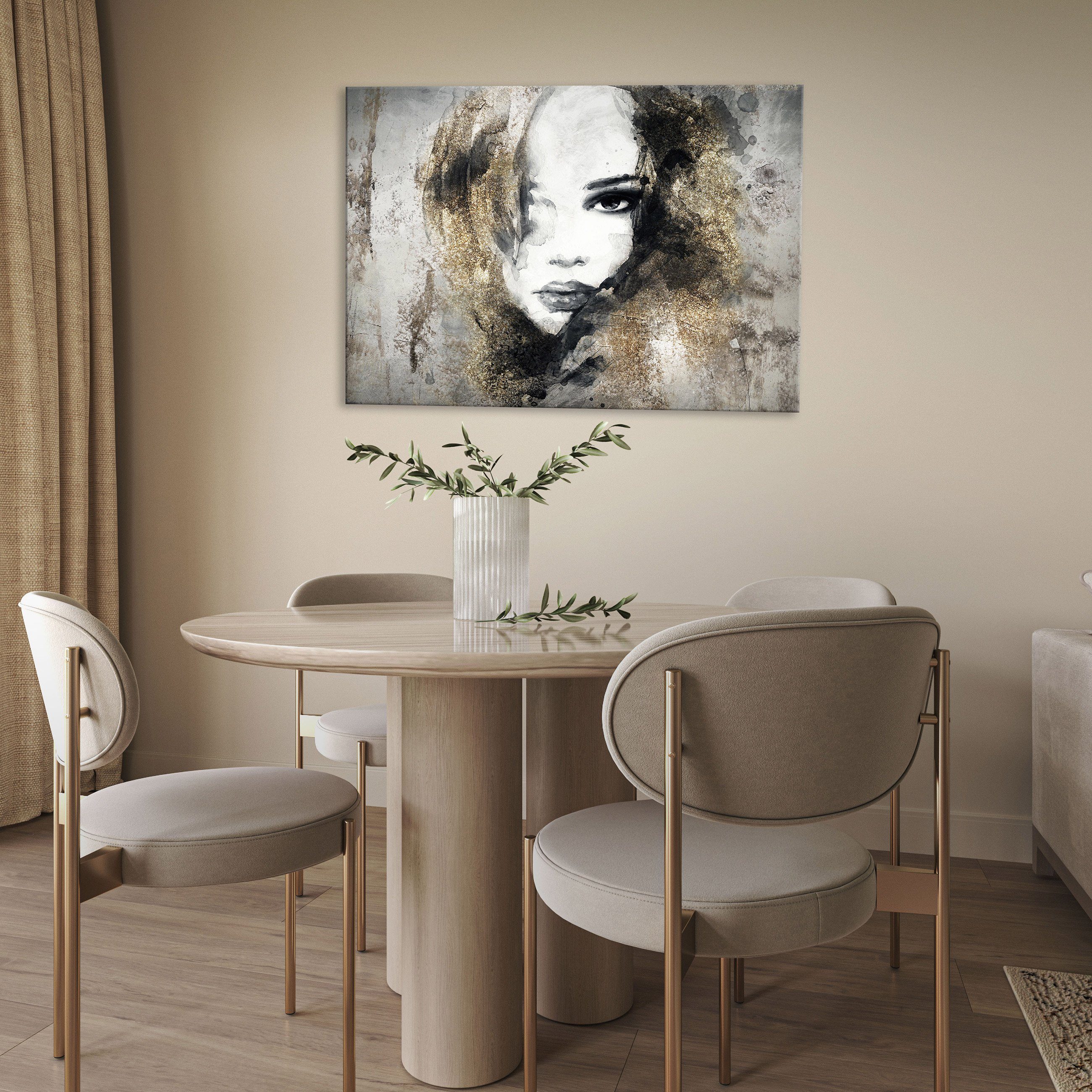 Wallarena Leinwandbild Frau Beton - Grau - Modern - Schlafzimmer, Frau, 60x40x2cm