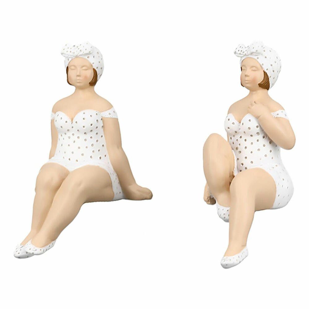 GILDE Dekofigur Becky 2er Set Weiß / Grau