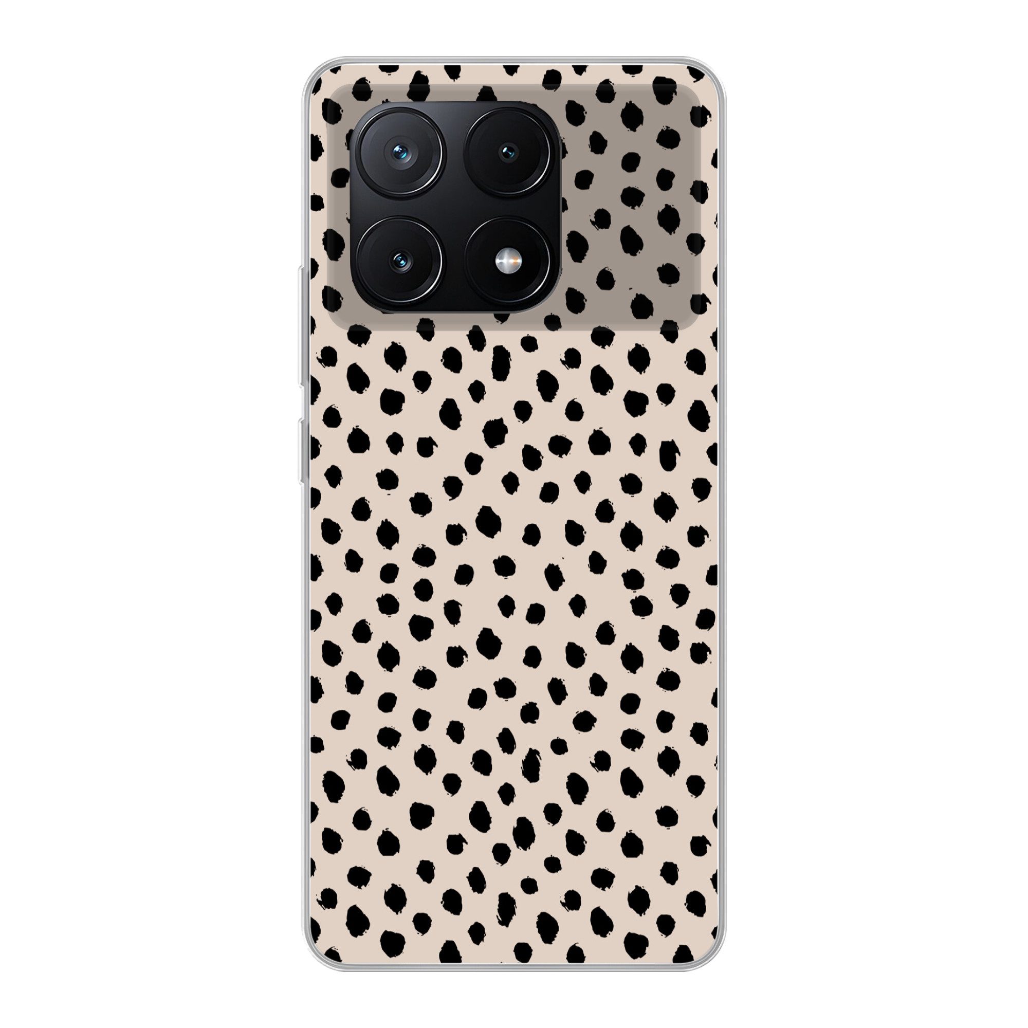 MuchoWow Handyhülle für Xiaomi Poco X6 Pro Polka dots - Schwarz - Beige, Handy Case, Silikon, Bumper Case Dünn