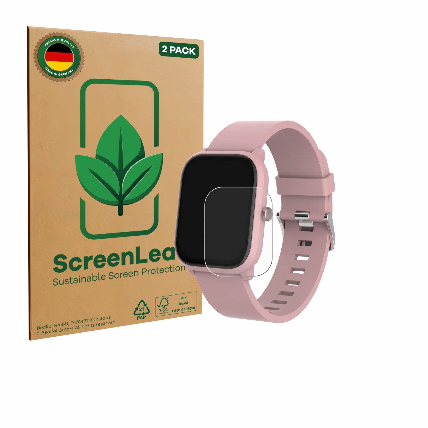 ScreenLeaf Displayschutzfolie Schutzfolie für Denver SWK-120RO, 2 Stück, nachhaltiger Displayschutz Schutz Folie Klar Transparent