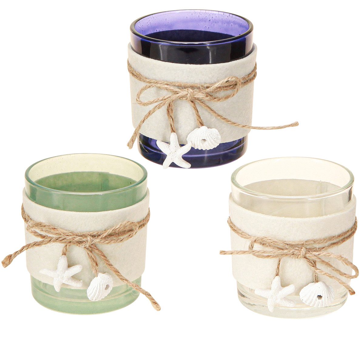 Viana Tischvase Teelichthalter Glas Set Maritim günstig online kaufen