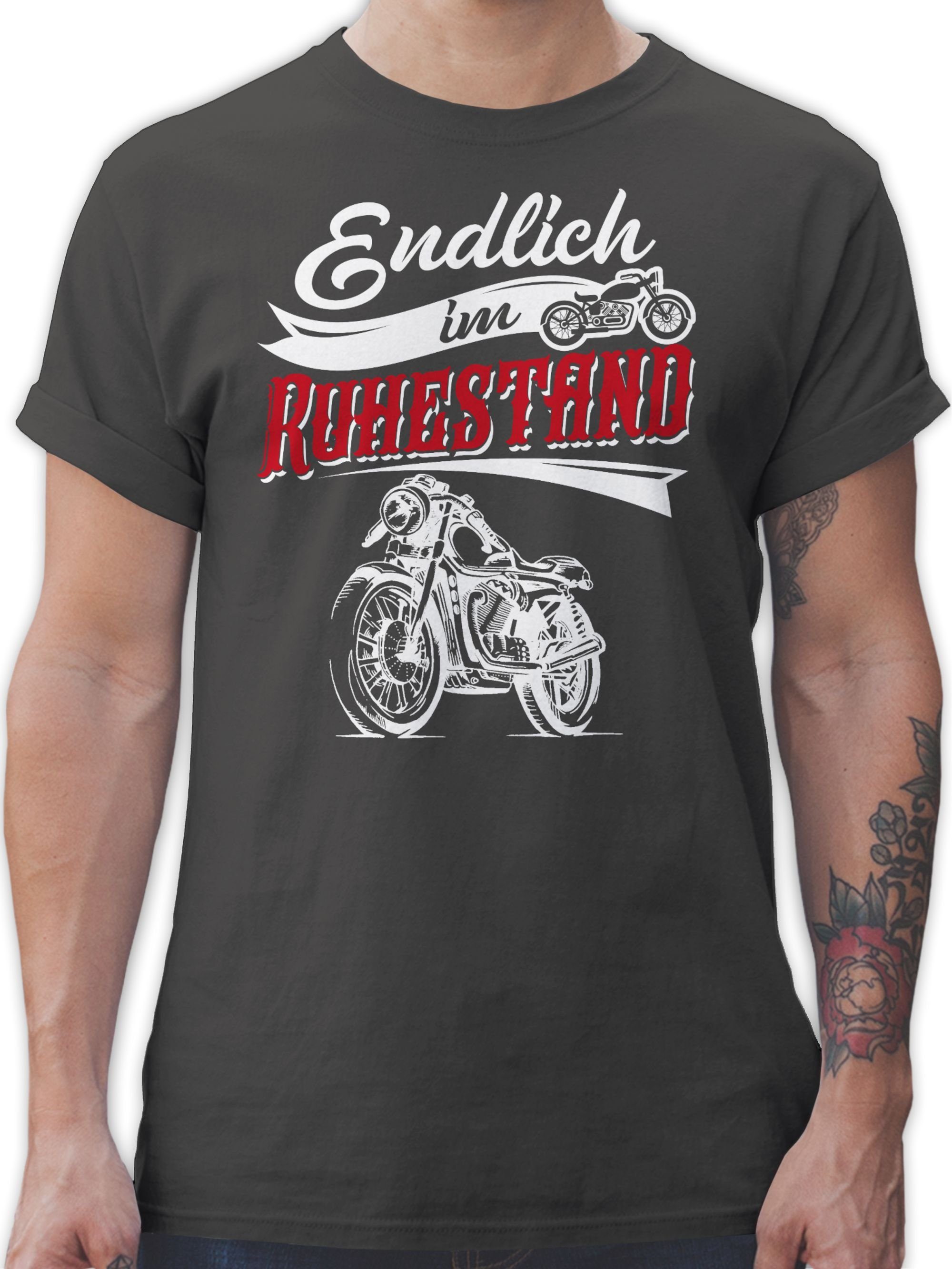 Dunkelgrau T-Shirt Ruhestand weiß Rentner Endlich Shirtracer - 3 Geschenk im