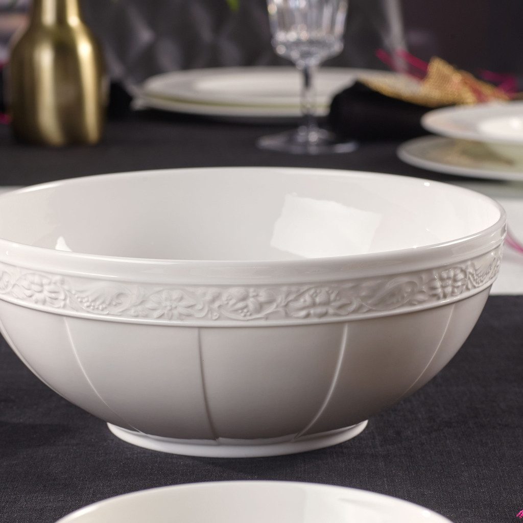 Villeroy & Boch Signature Salatschüssel White Pearl Schüssel rund groß, Porzellan, (1-tlg), Premium Bone Porcelain, 1 Stck, mikrow.- & spülm.sicher