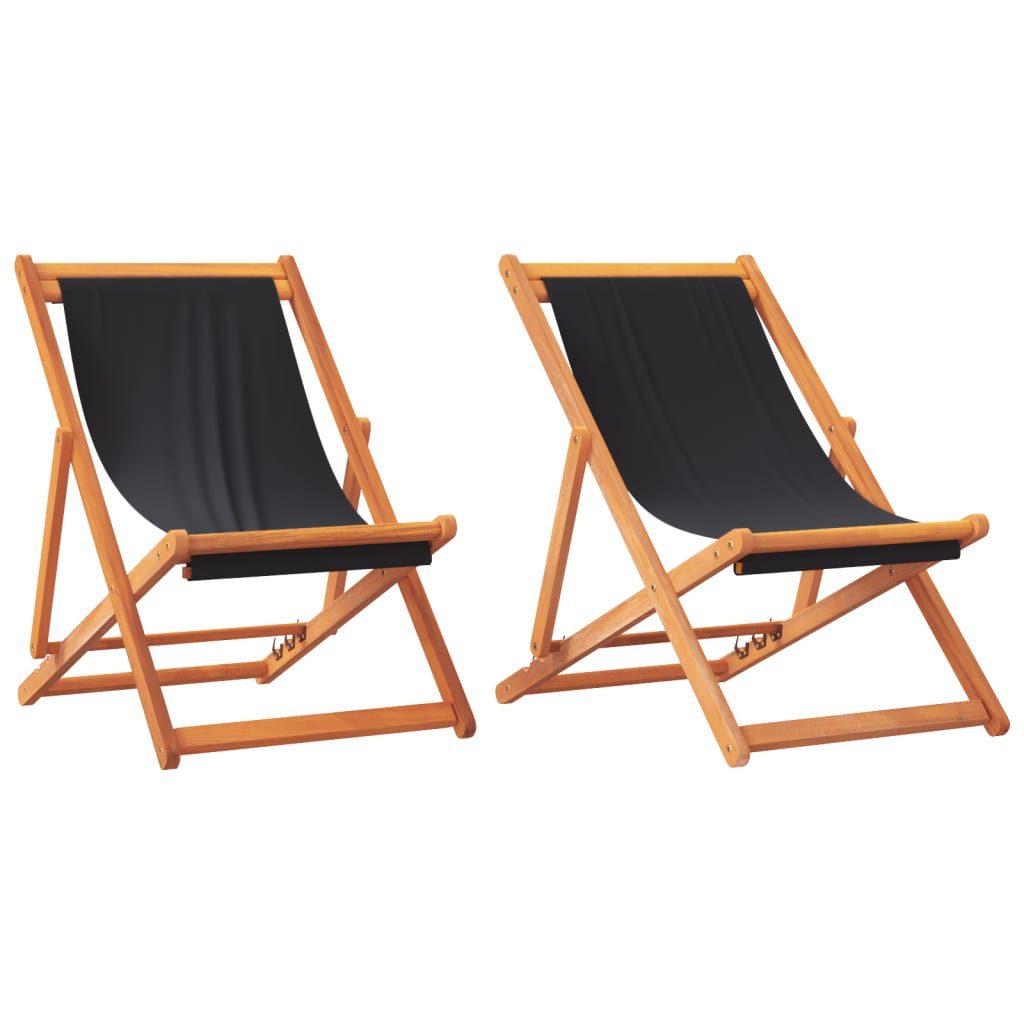Gartenstuhl Klappbare Strandstühle 2 Stk. Schwarz Stoff