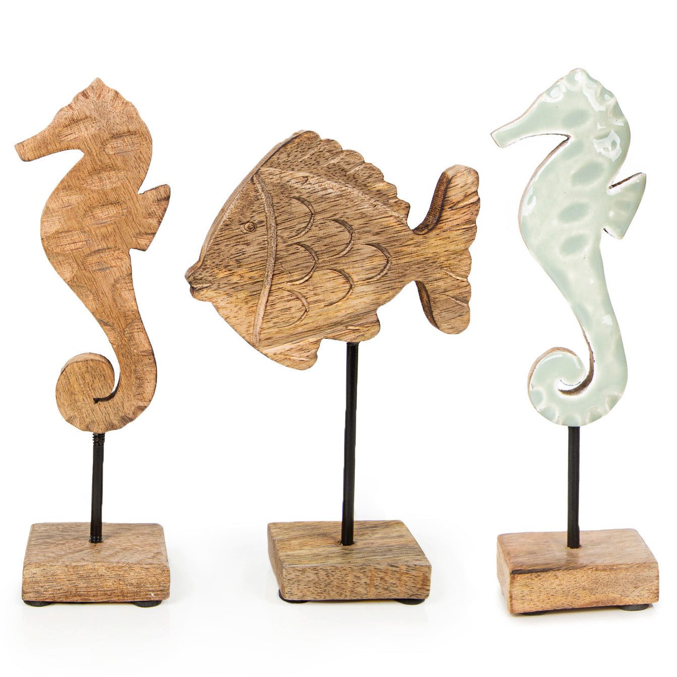 Logbuch-Verlag Dekofigur Maritime Deko Set 3-tlg. Seepferdchen + Fisch aus günstig online kaufen
