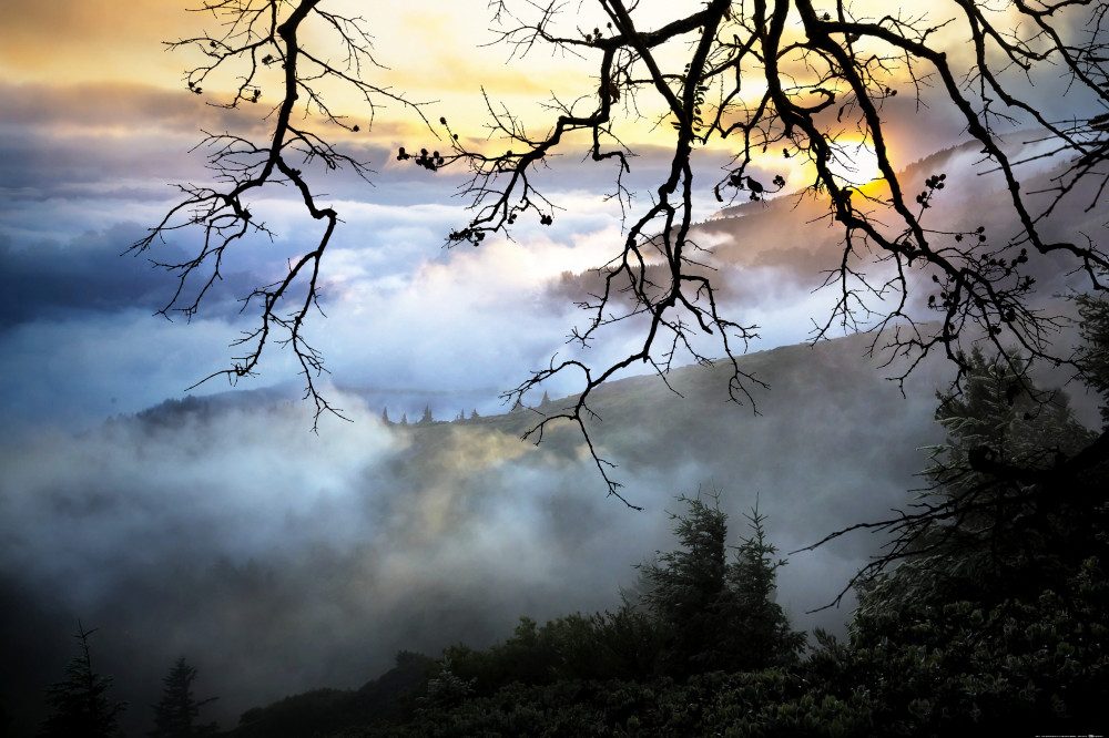 1art1 Poster Sonnenaufgänge Kunstdruck Bild - Ãœber den Wolken (120 x 180 cm)