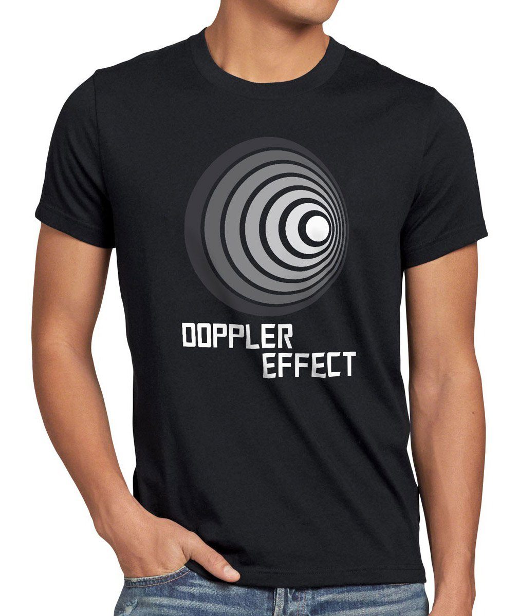 style3 Print-Shirt Herren T-Shirt Doppler Effect Cooper Big Bang Sheldon Effekt Schall tbbt Theory schwarz