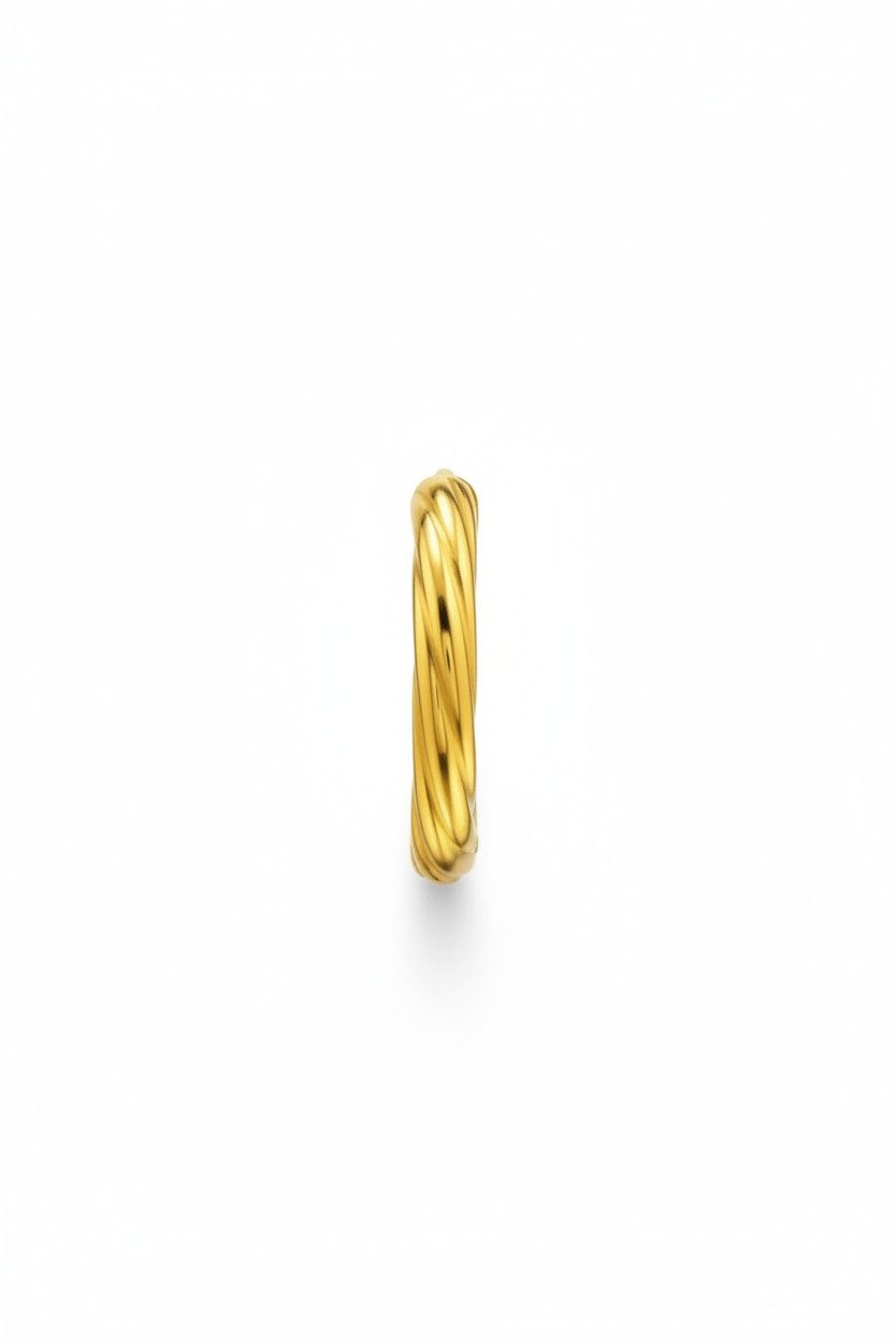 Diademita Paar Ohrstecker Goldfarbene Gedrehte Edelstahl-Huggie-Creolen (Set)