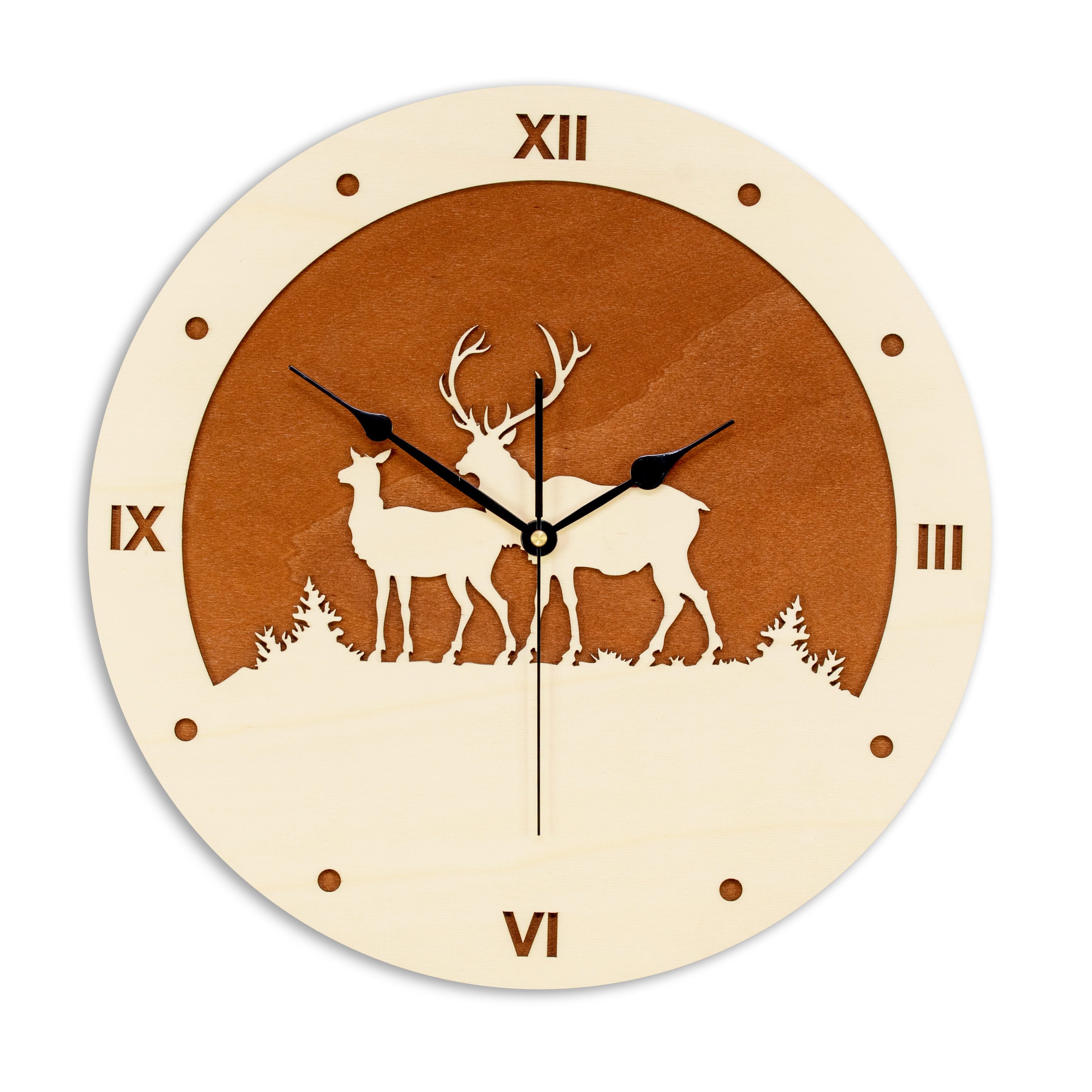 DEKORATIVE STIl ORNAMENTI SKANDINAVISCHE WALD, UHR, GROSSE, Wanduhr HIRSCH, RUSTIKALER