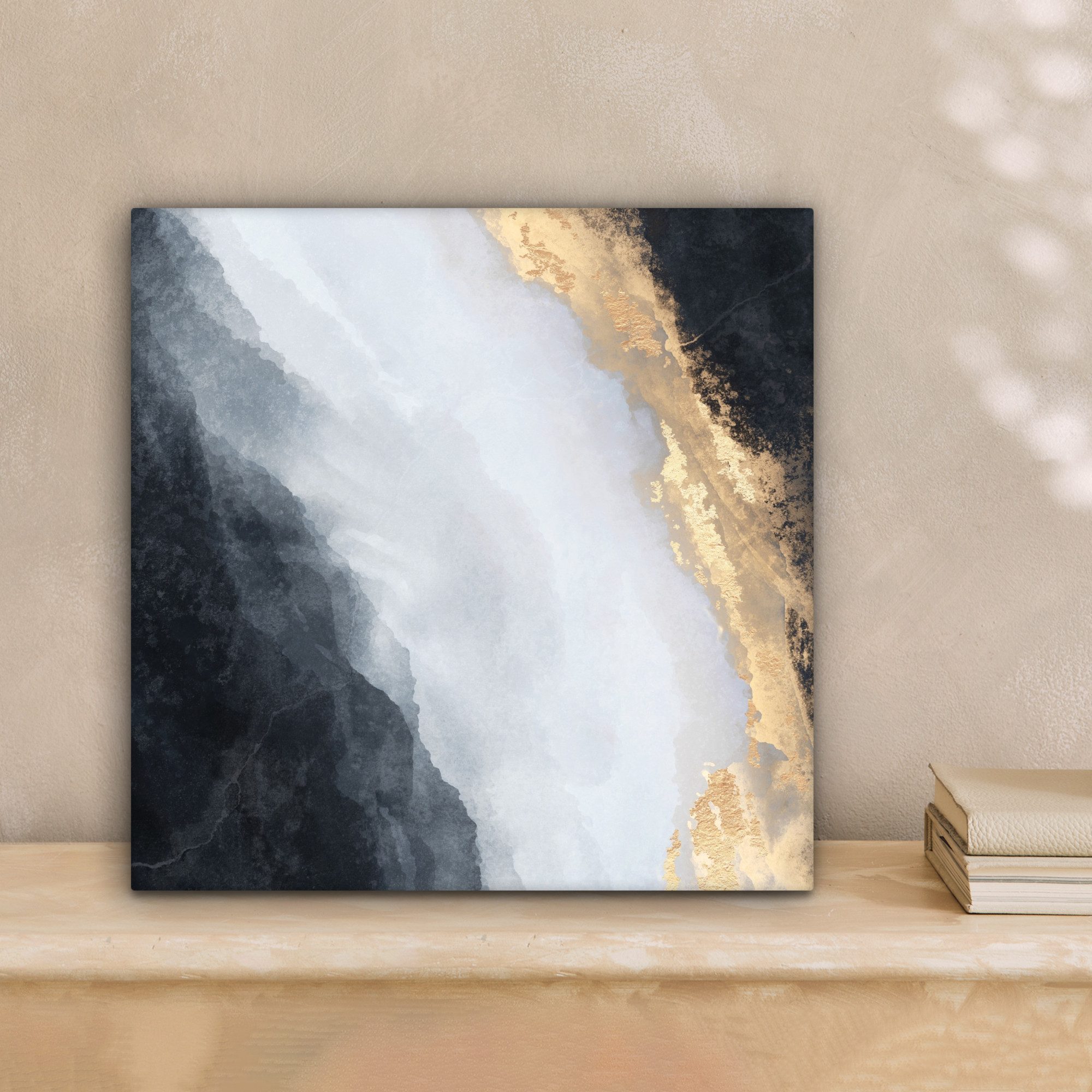 OneMillionCanvasses® Leinwandbild Abstrakt - Farbe - Gold - Schwarz - Marmo günstig online kaufen