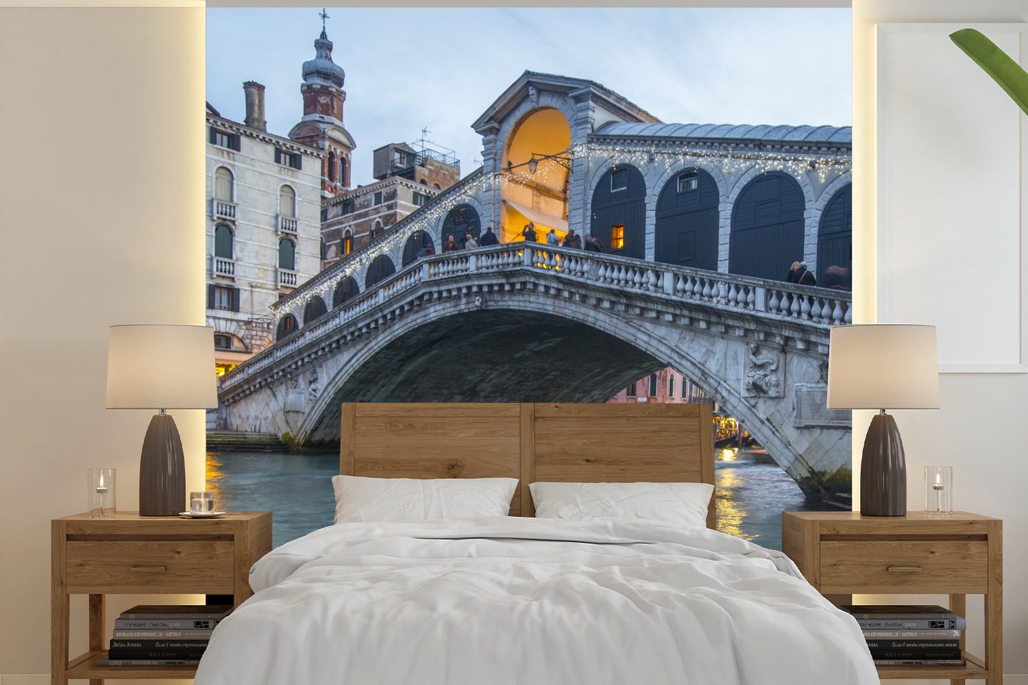 oder bedruckt, Matt, MuchoWow Italien, für Vinyl Schlafzimmer, (5 - Wohnzimmer Tapete Wandtapete - Brücke Venedig Fototapete St),