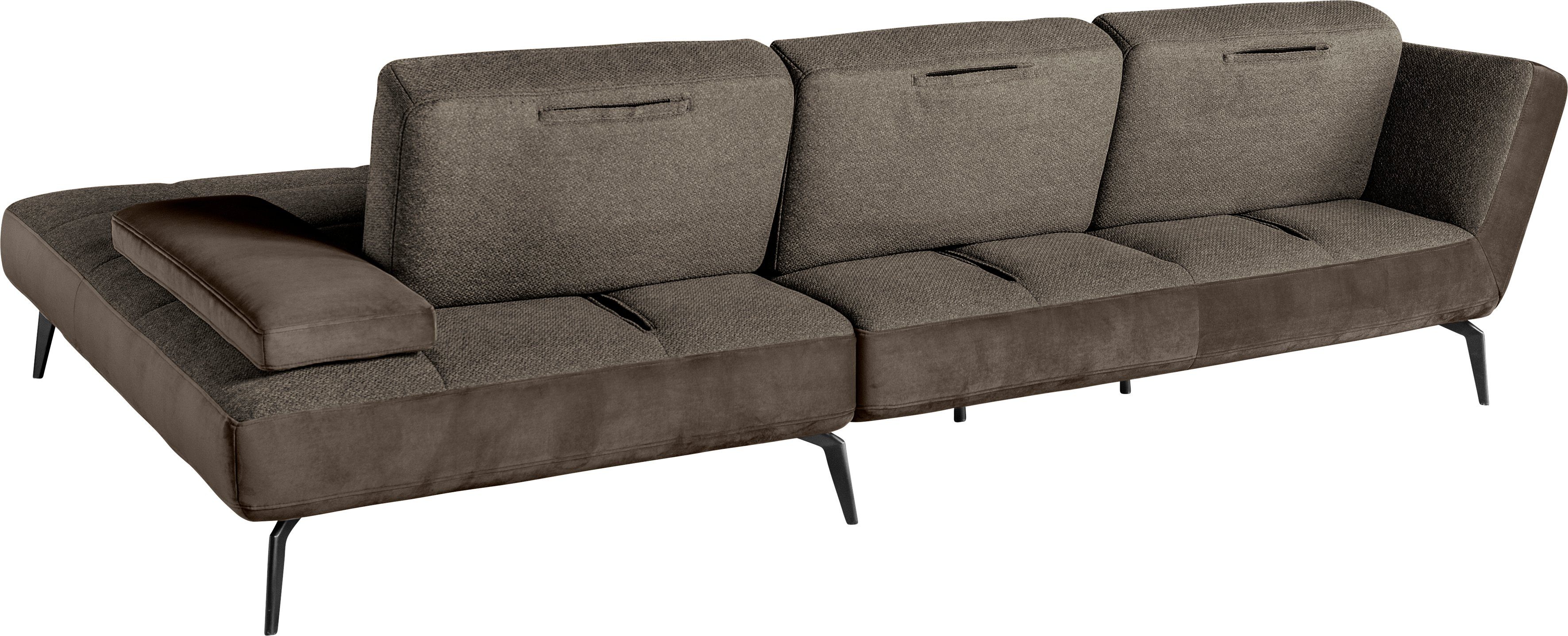 set one Ecksofa braun15/chocco28 SO 4300, Sitztiefenverstellung inklusive by und Musterring Nierenkissen