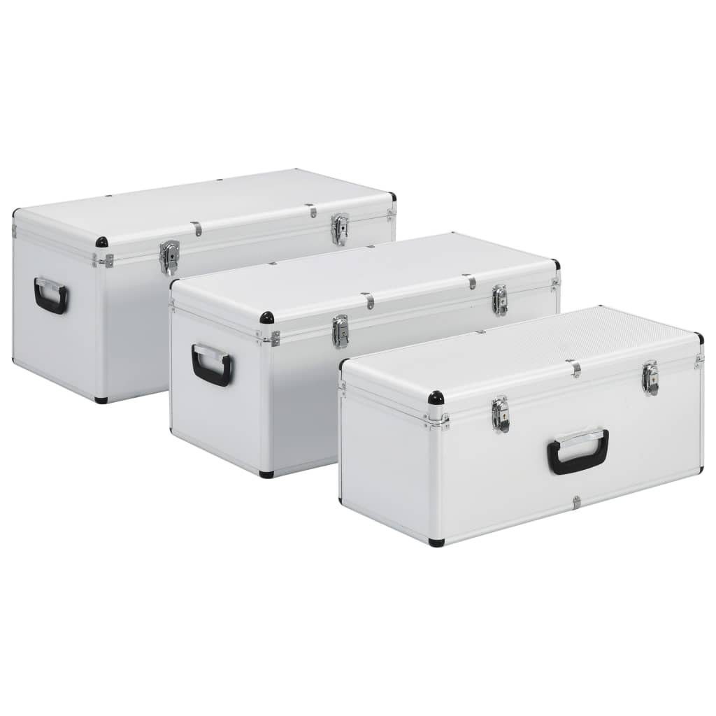 Stk. Silbern vidaXL Werkzeugbox 3 (3 Aufbewahrungskoffer St) Aluminium