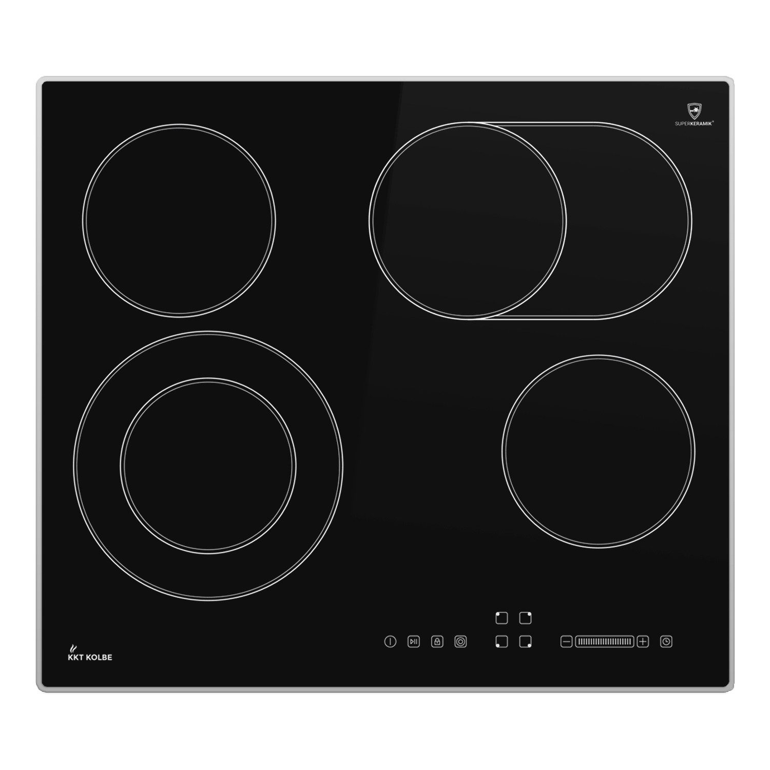 KKT KOLBE Elektro-Kochfeld CH5901AL, 59cm Herdplatte Kochfeld Kochplatte Glaskeramik 4 Zonen Autark Rahmen