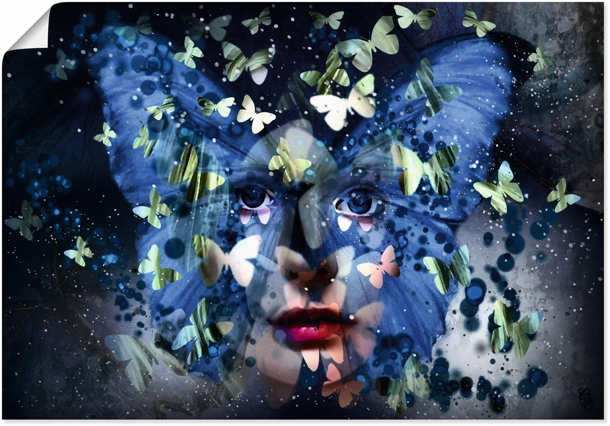 Artland Wandbild Fräulein Schmetterling, Schmetterlinge (1 St), als Alubild, Leinwandbild, Wandaufkleber oder Poster in versch. Größen | Poster