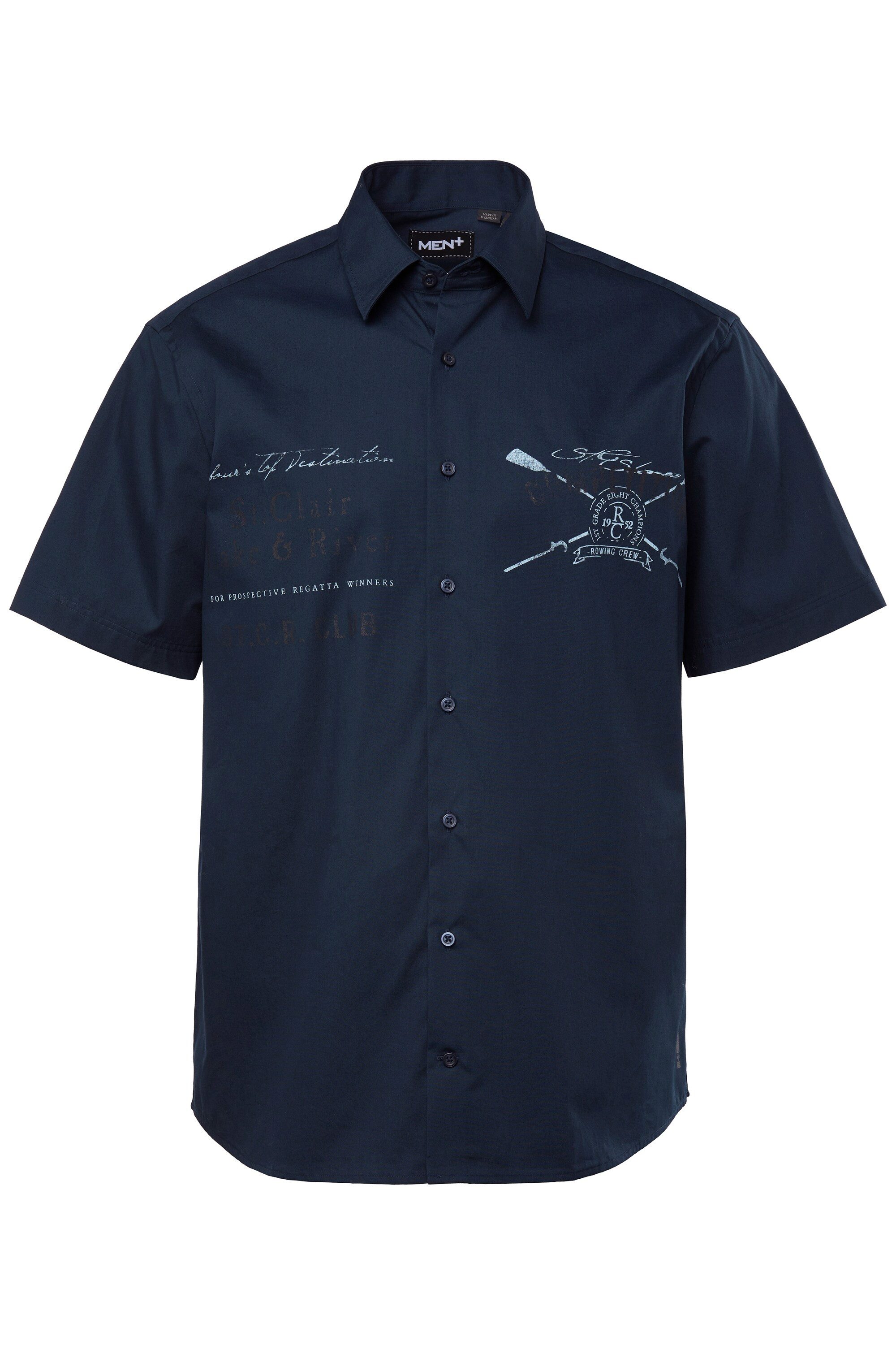 Men Plus Kurzarmhemd Men+ Hemd Halbarm Kentkragen Print Comfort Fit günstig online kaufen