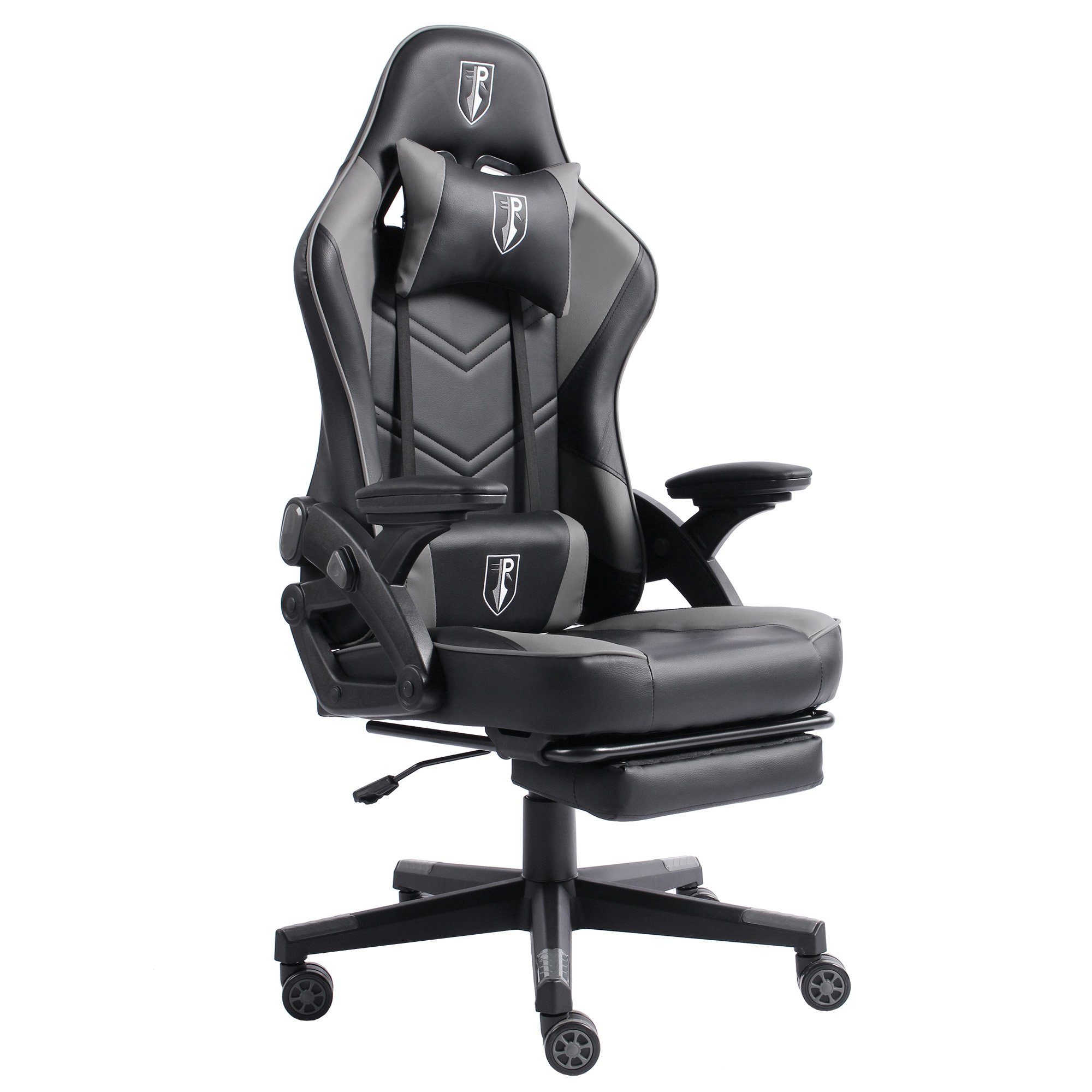 (1 Schwarz/Grau Racing-Design Gaming Fußstütze PC-Stuhl Armando Stück), Chefsessel Chair TRISENS Bürostuhl Chefsessel