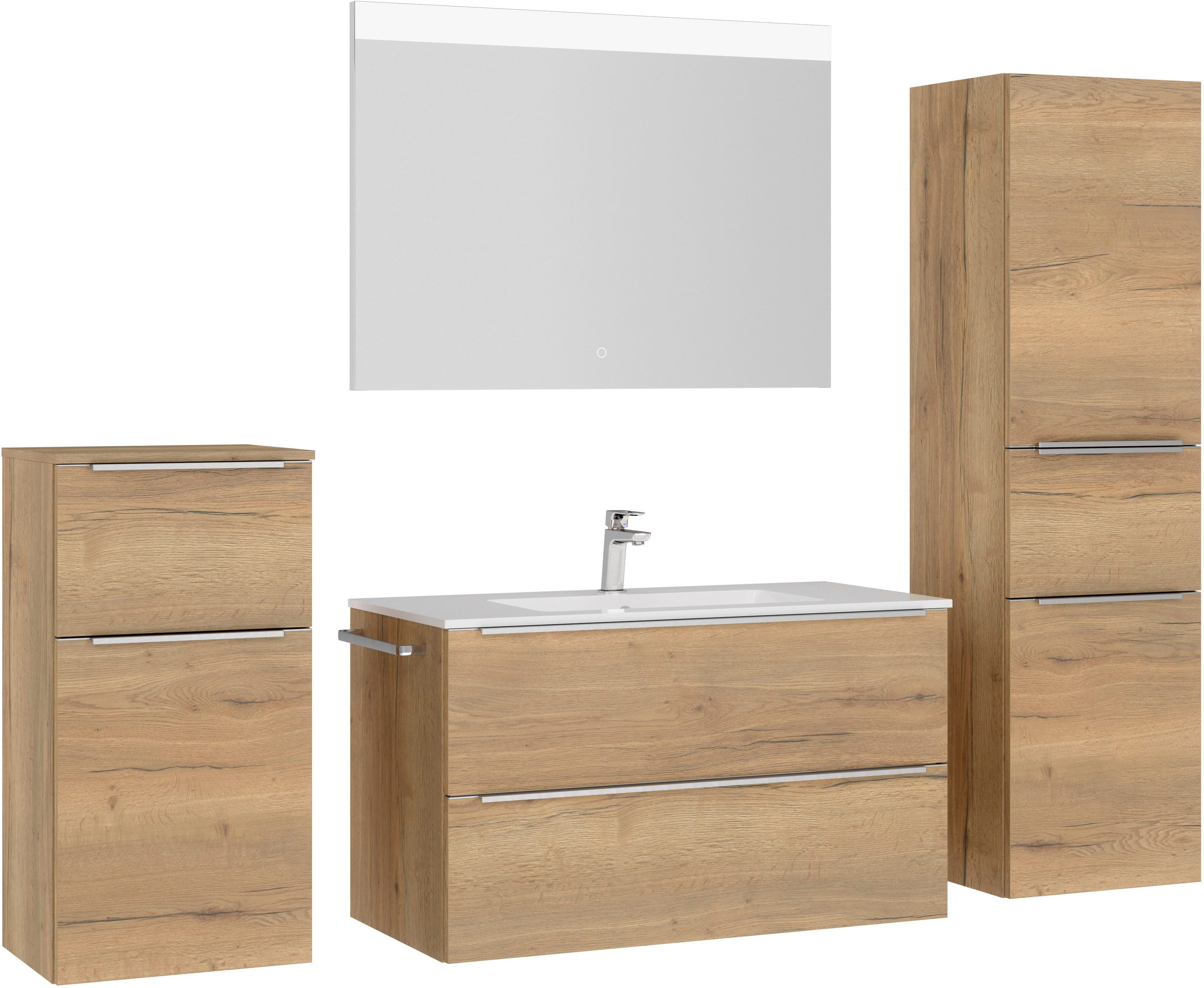 nobilia® Badmöbel-Set Levere, (4-St., vormontiert, mit günstig online kaufen