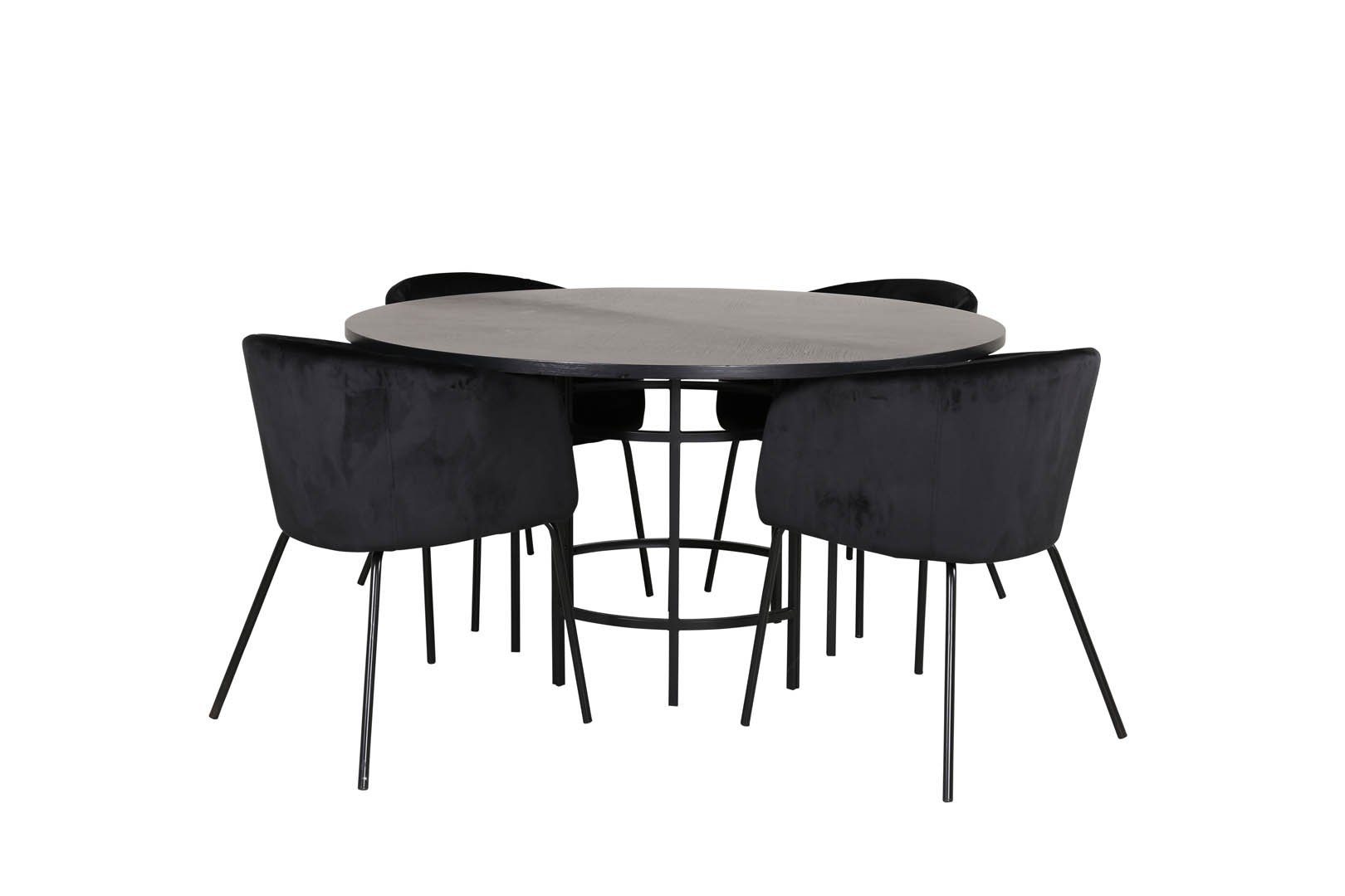 ebuy24 Essgruppe Copenhagen Essgruppe Esstisch braun und 4 Berit Es, (5-tlg) Schwarz