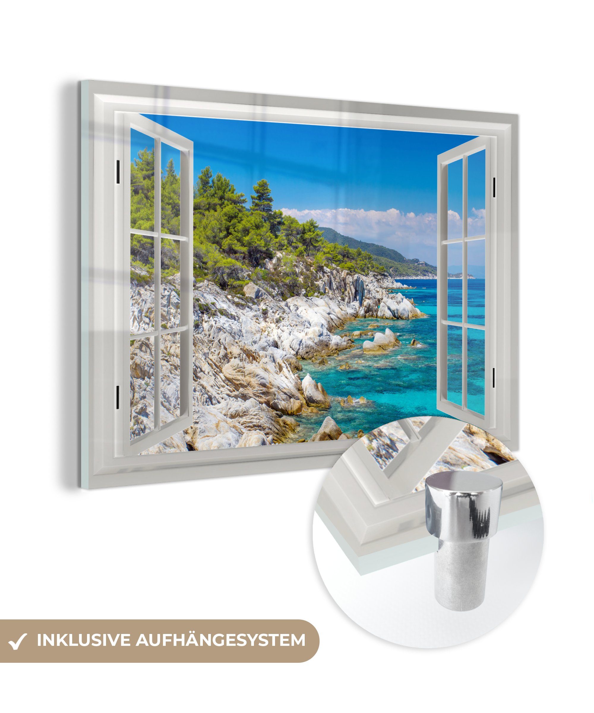 MuchoWow Acrylglasbild Aussicht - Meer - Felsen, (1 St), Glasbilder - Bilder auf Glas Wandbild - Foto auf Glas - Wanddekoration | Bilder