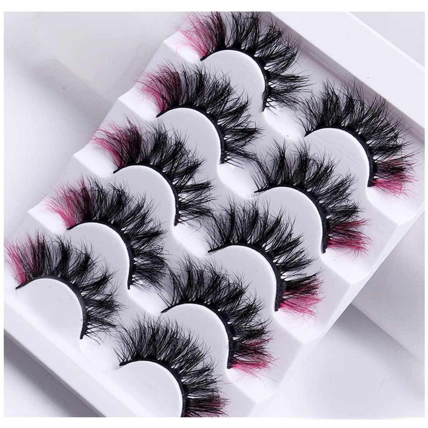 LuxusKollektion Bandwimpern 5D Color Lashes 5 Paar Pink