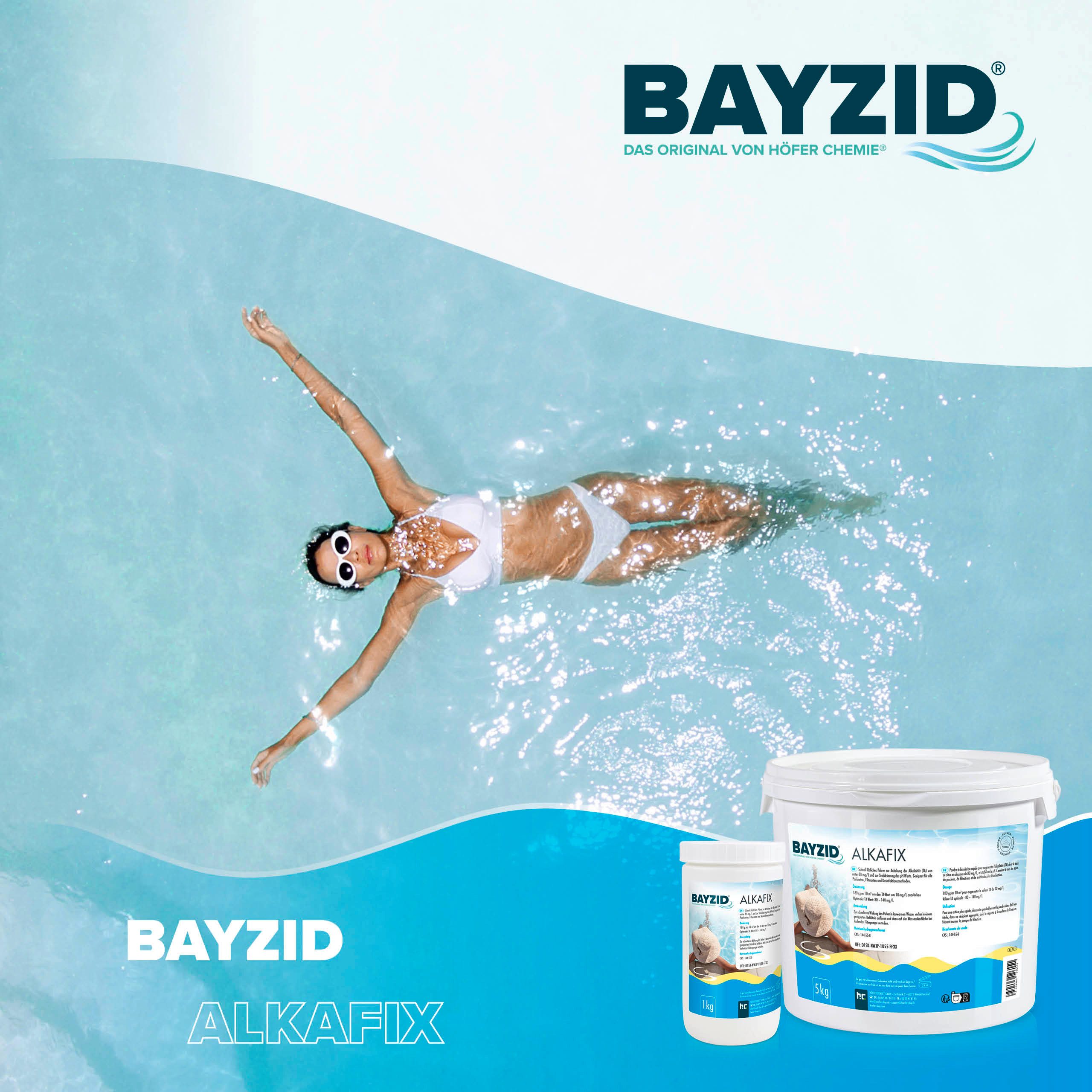 Höfer Chemie GmbH Poolpflege 2x 5 kg BAYZID® Alkafix zur Anhebung der Alkalinität (TA), Reguliert Alkalinität für stabile Wasserwerte