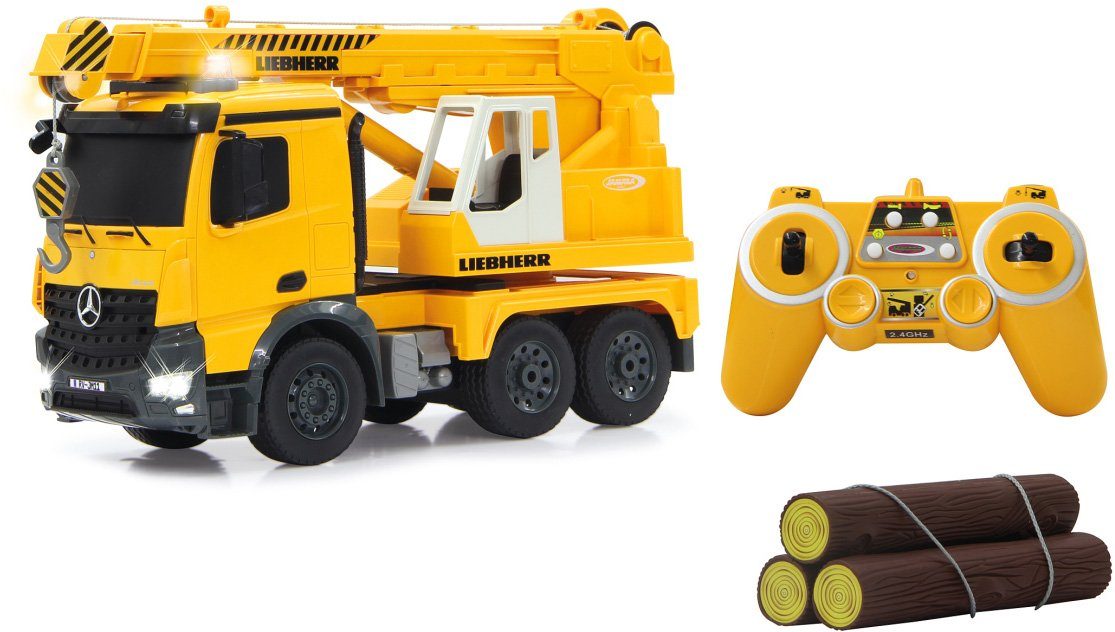 Jamara RC-LKW Schwerlastkran Mercedes Liebherr 2,4GHz gelb, mit Programmierfunktion
