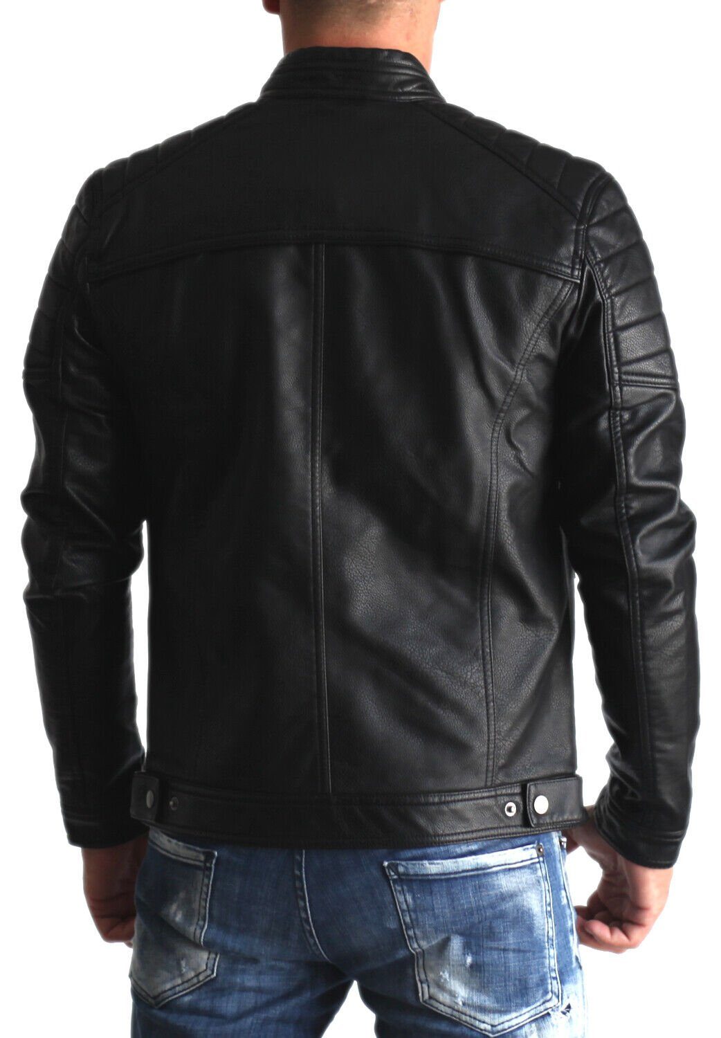 Jack & Jones Lederjacke stilvolle Bikerjacke aus Kunstleder Zeitlose Kunstl günstig online kaufen