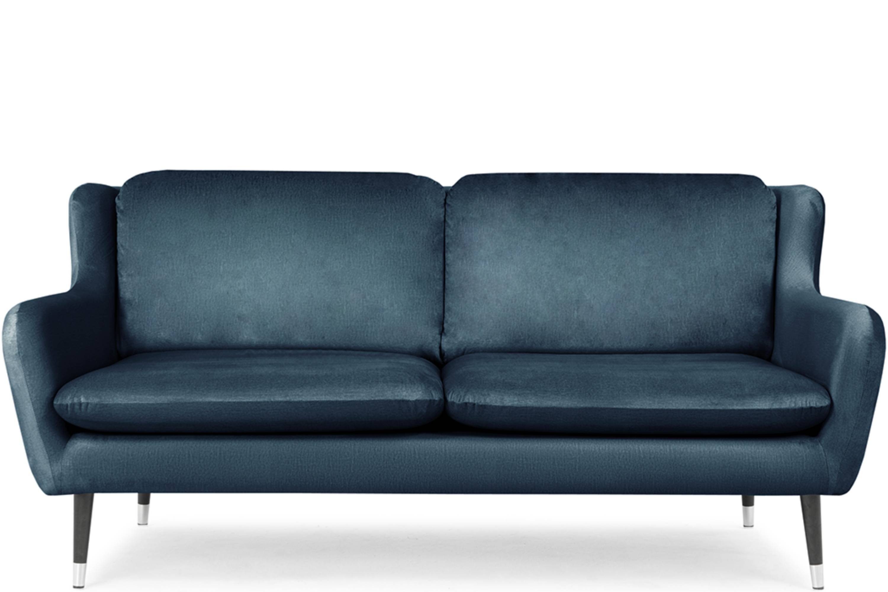 Konsimo Sofa AFOS Sofa 3 Sitzer, wasserabweisender Oberstoff, auf hohen schwarz lackierten Holzbeinen marineblau | marineblau