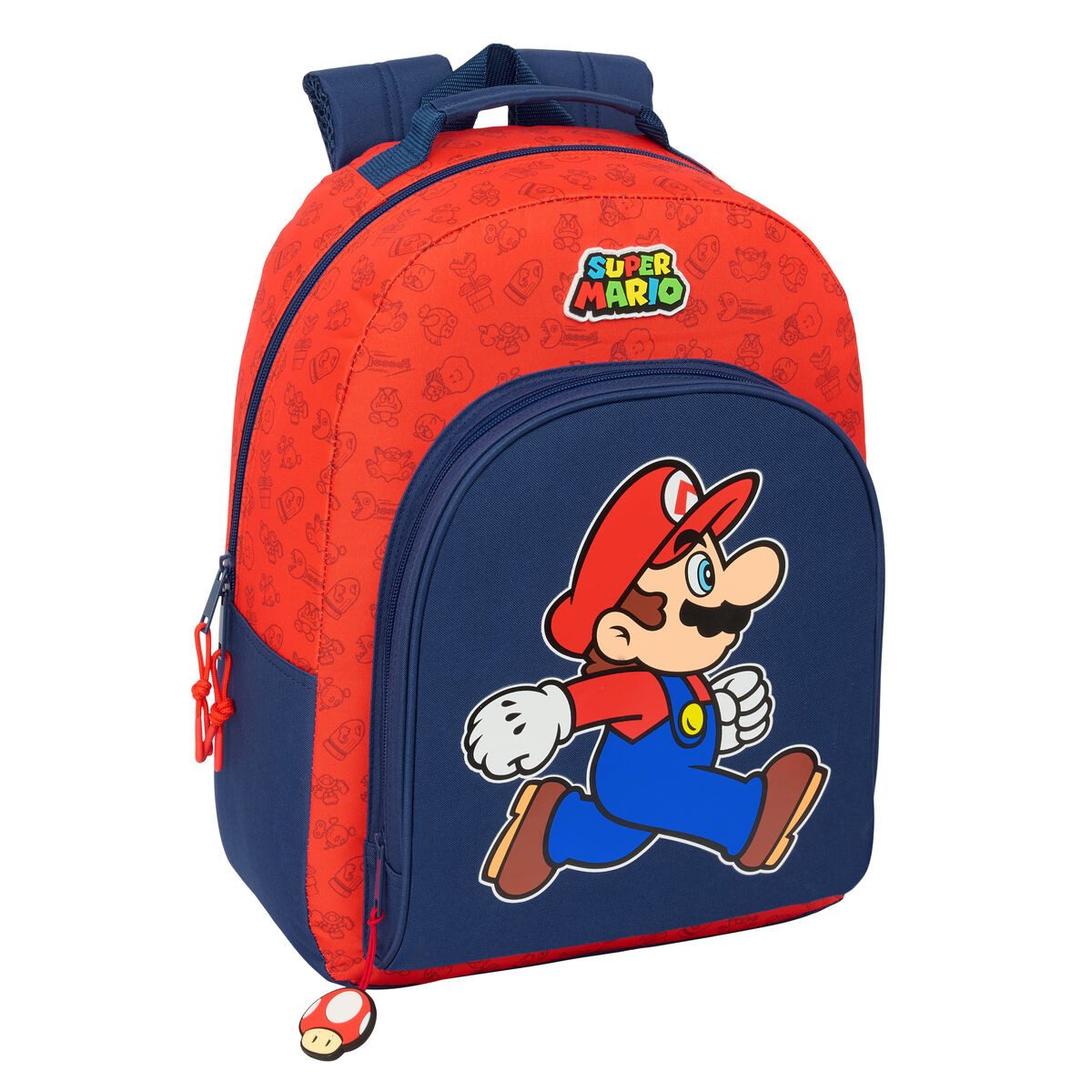 Super Mario Rucksack 32 x 42 x 15 cm Kinder Rucksack Super Mario Trick Rot Dunkelblau 32x42