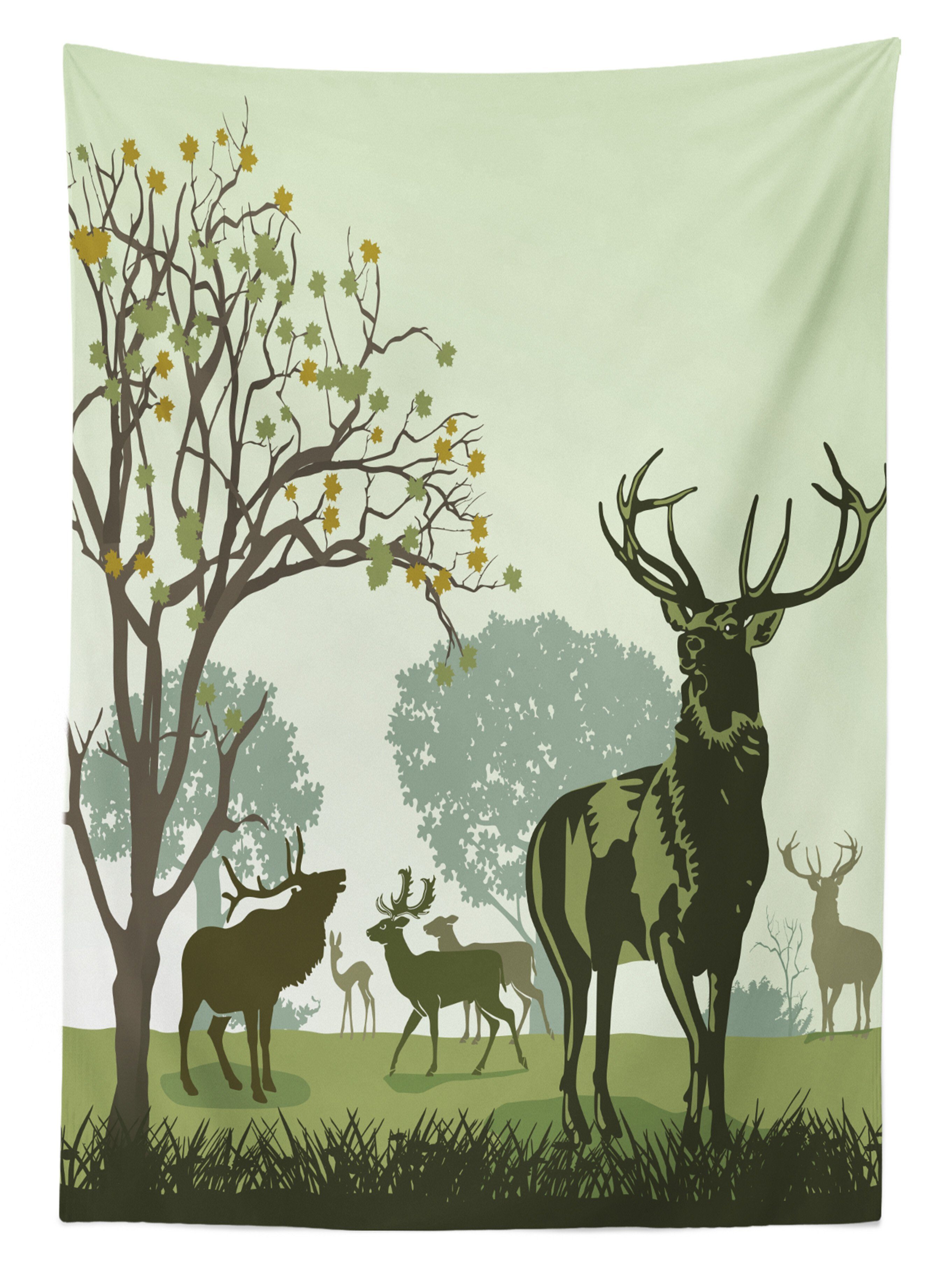 Tischdecke Abakuhaus Naturpark geeignet Bereich Farben, Grün und Klare Außen den Waschbar Für Deer Farbfest