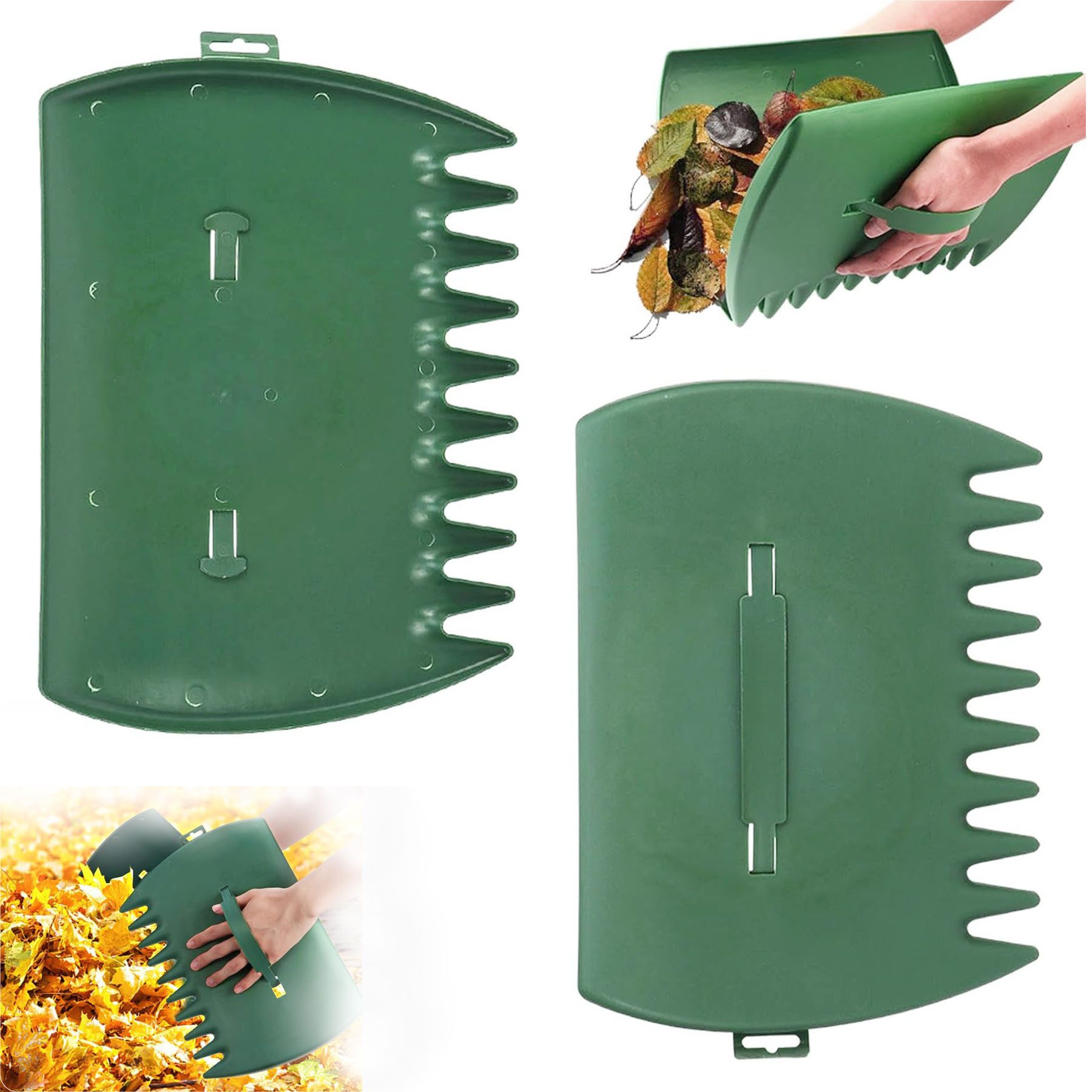 Mutig Laubbesen Laubgreifer Set mit 2 Schaufeln, große, leichte Kunststoff-Handrechen, 35 cm Arbeitsbreite, (2 Stück Laubgreifer Laubkralle mit Stiel, (Größe: 34 x 26 cm), strapazierfähig & einfach zu bedienender Greifer – Reinigungswerkzeug), Garten Laubschaufeln für Laub, Gras, Gartenabfälle, Gartenabfälle