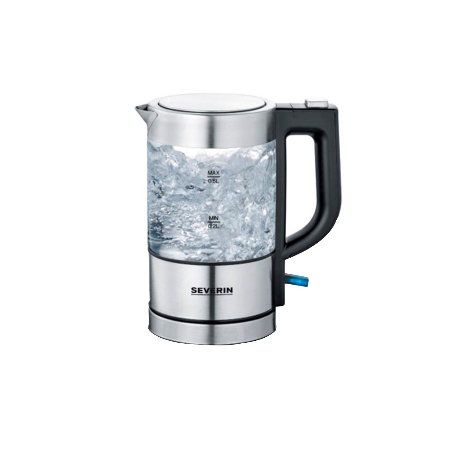 Severin Wasserkocher WK 3472 Mini-Glas-Wasserkocher, 0.5 l, 1100 W | Wasserkocher