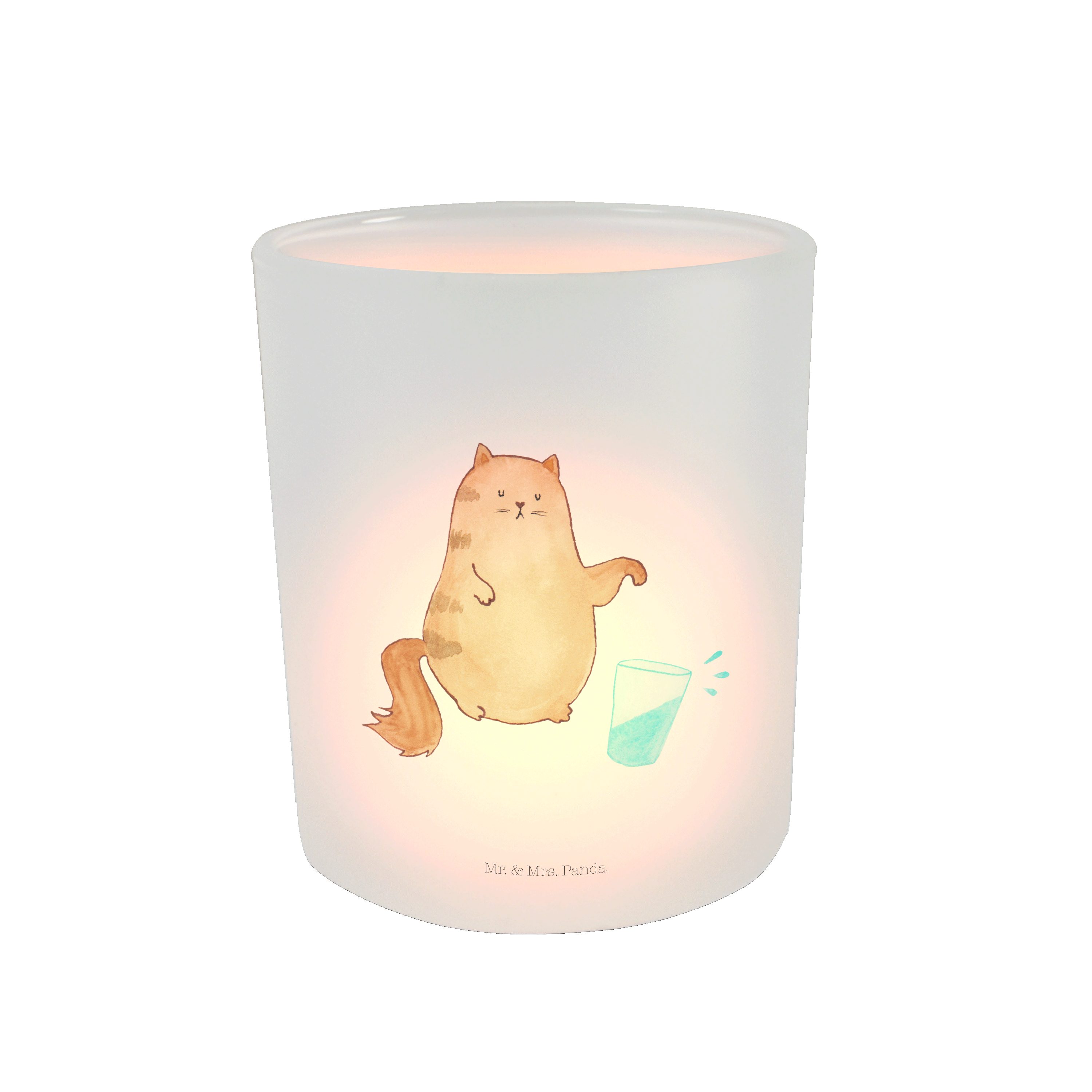 Mrs. Panda St) & Geschenk, Mr. Katze Katzenso (1 - - Transparent Wasserglas Katzenliebhaber, Windlicht